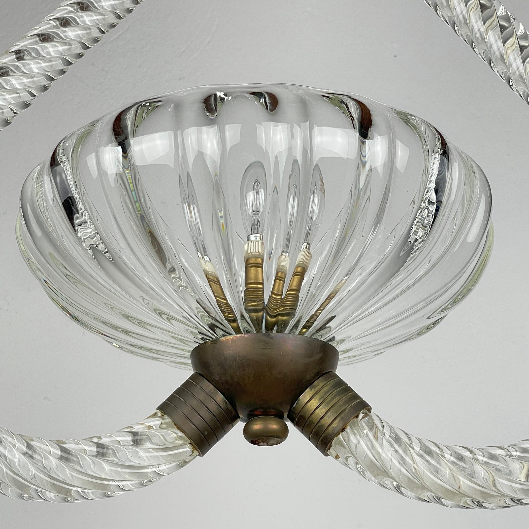 20th Century Murano chandelier by Ercole Barovier Barovier & Toso Italy 1950s  For Sale