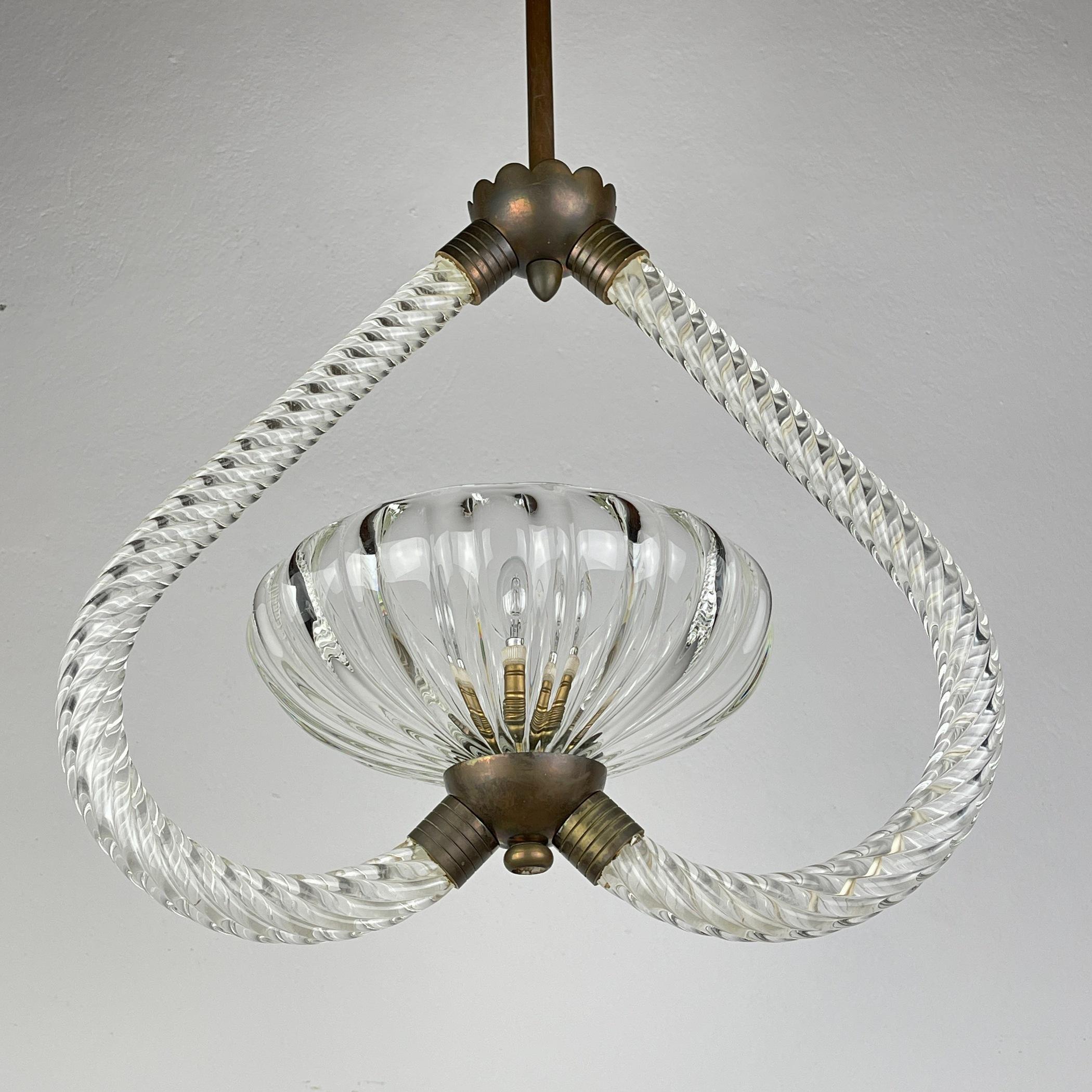 Murano Glass Murano chandelier by Ercole Barovier Barovier & Toso Italy 1950s  For Sale