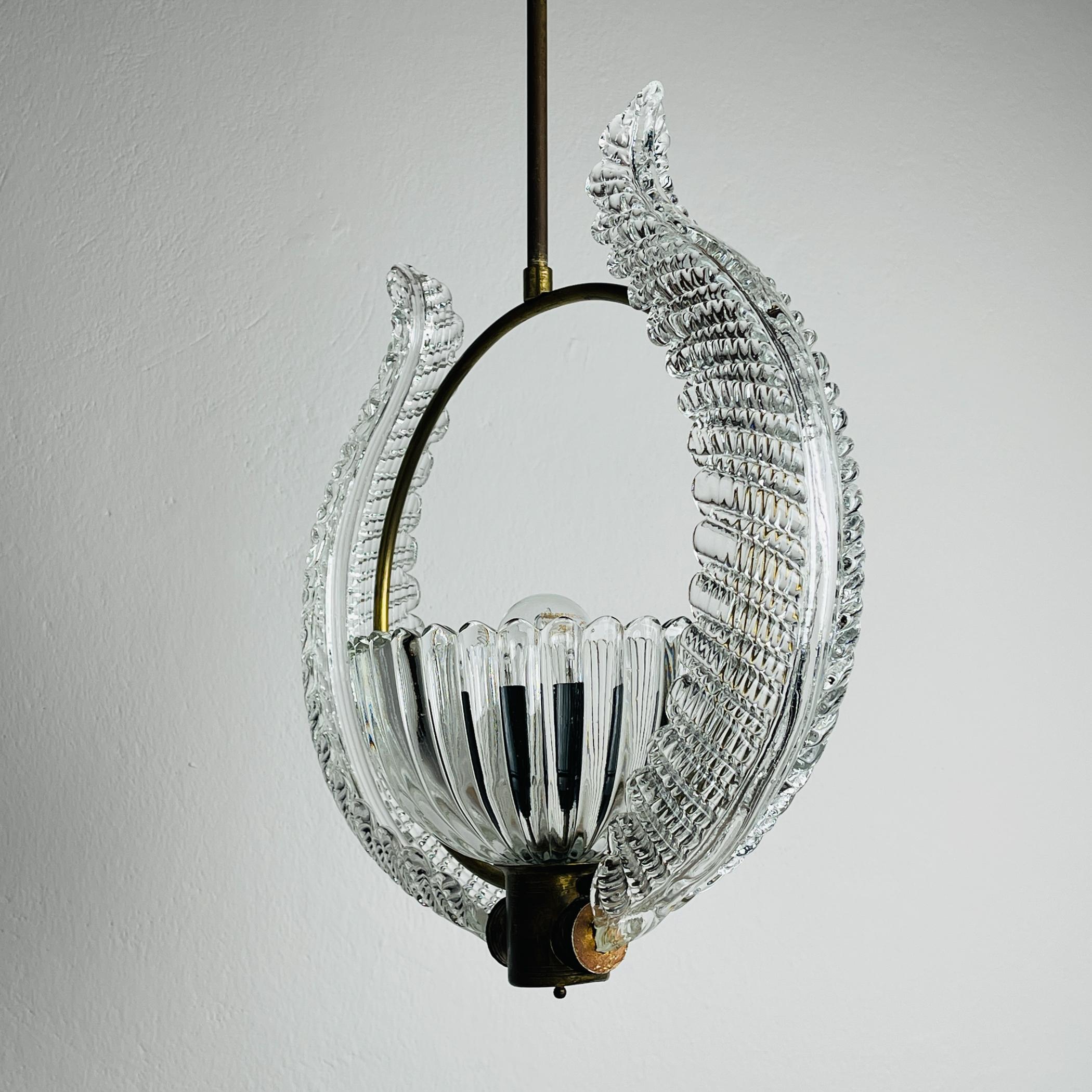 Brass Murano chandelier by Ercole Barovier Barovier & Toso, Italy 1950s
