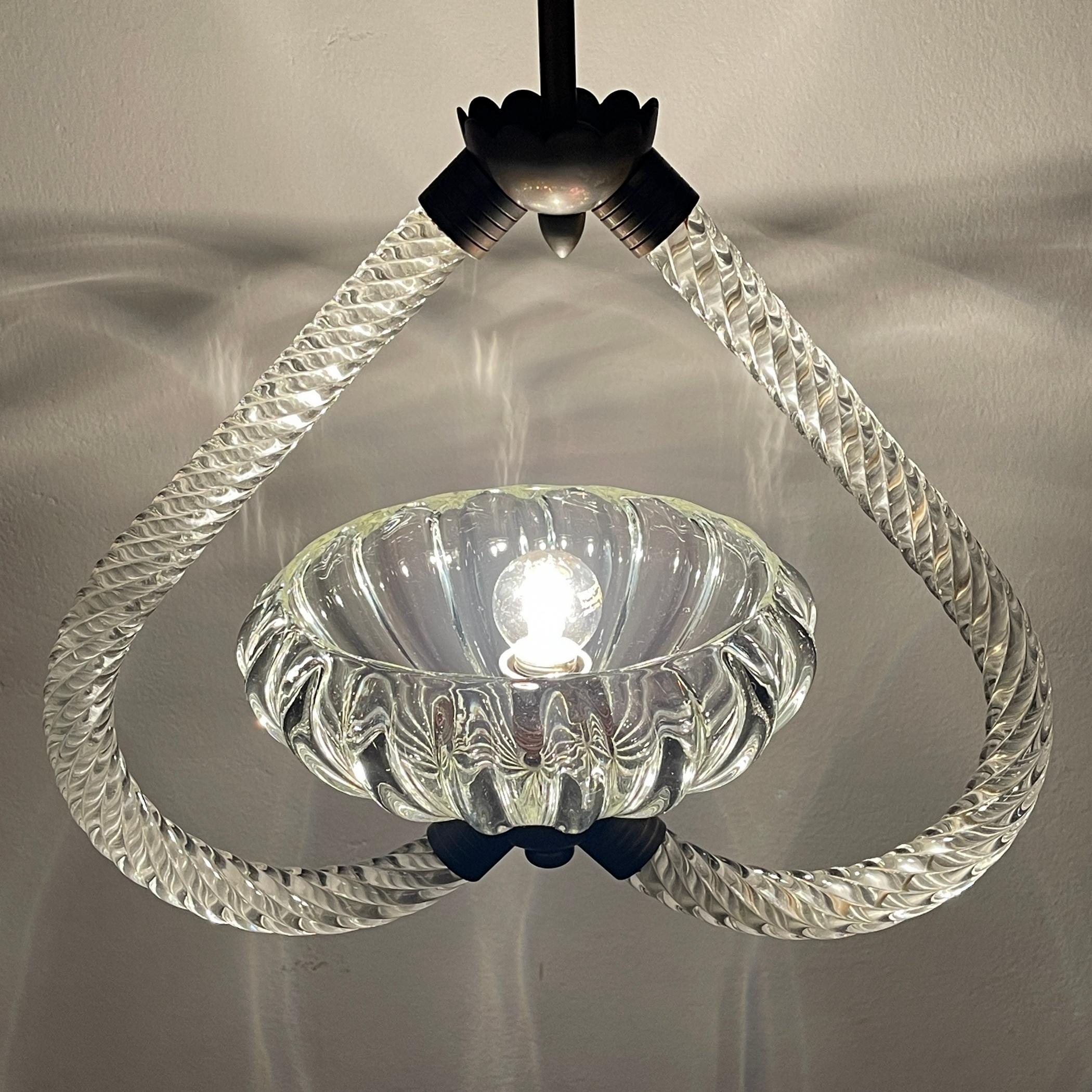 Murano chandelier by Ercole Barovier Barovier & Toso Italy 1950s  For Sale 2