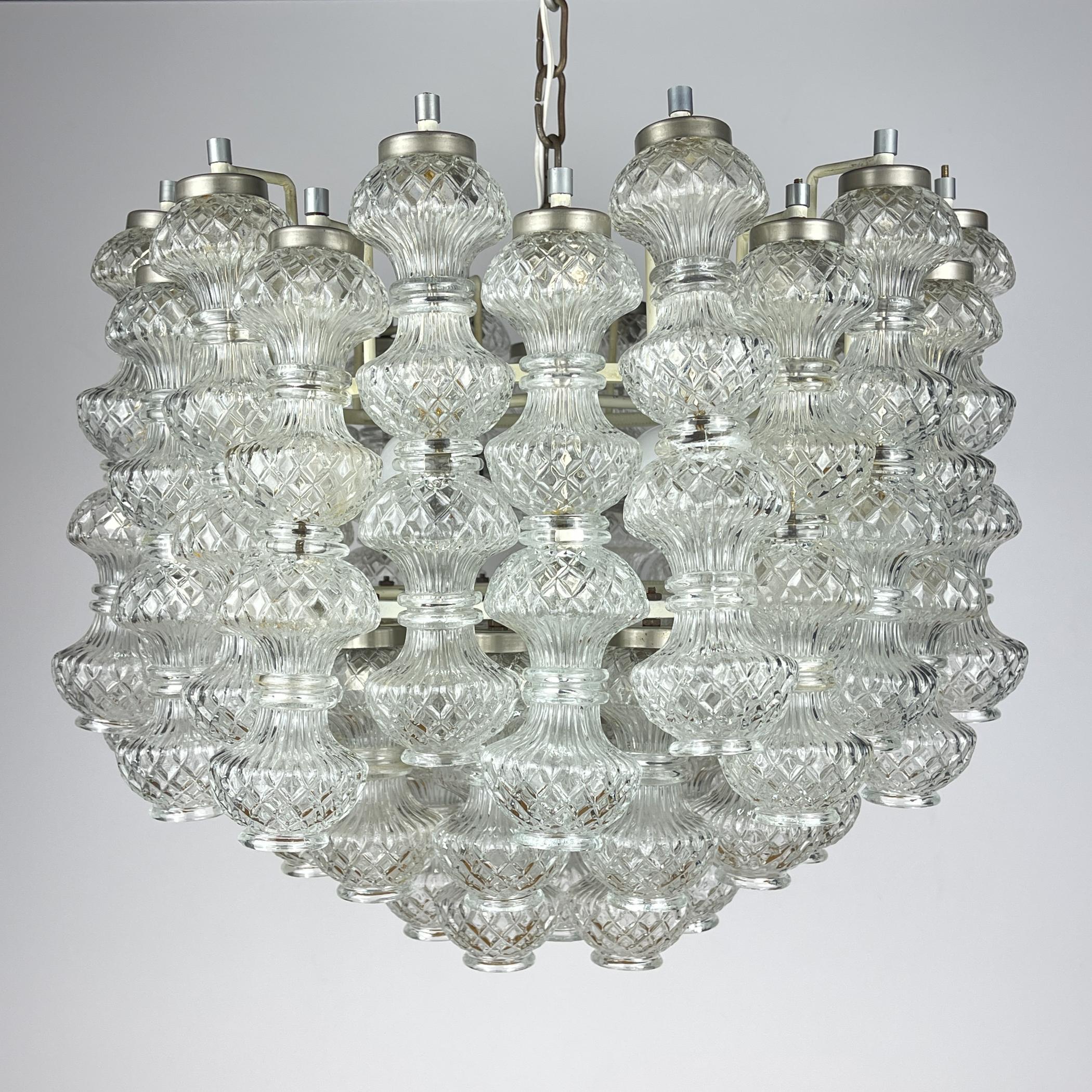 Métal Lustre de Murano par Flavio Poli pour Seguso, Italie, années 1960 en vente