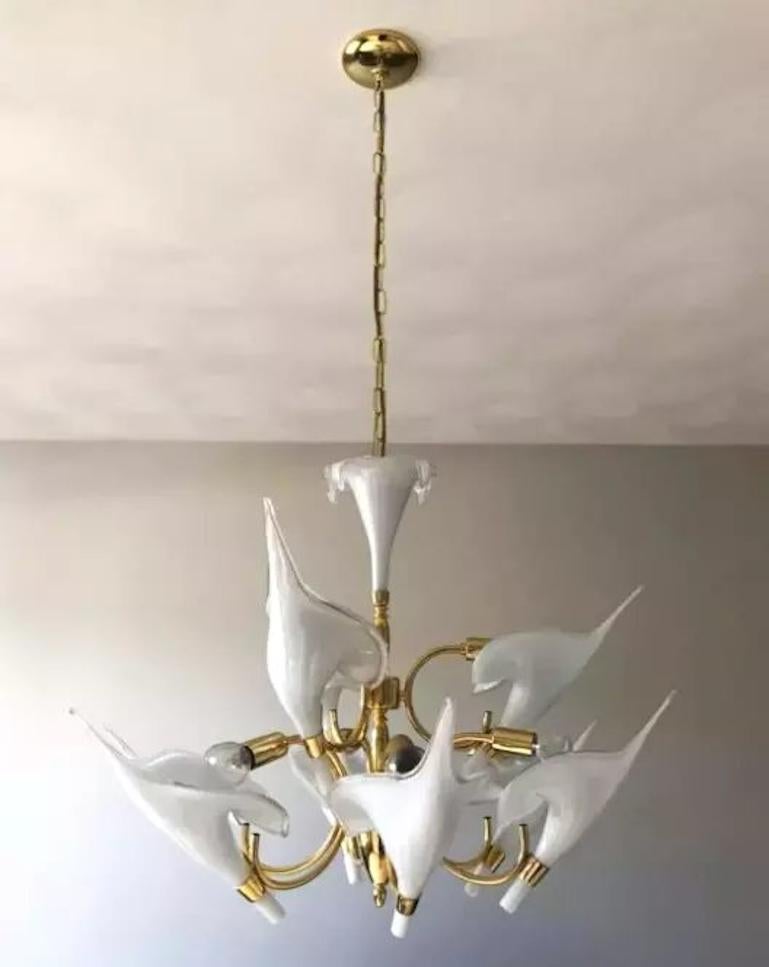 Mid-Century Modern Murano Chandelier By Franco Luce Calla Lily For Sale