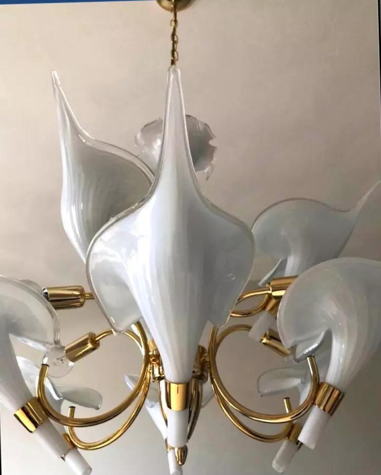 Murano Chandelier By Franco Luce Calla Lily For Sale 1