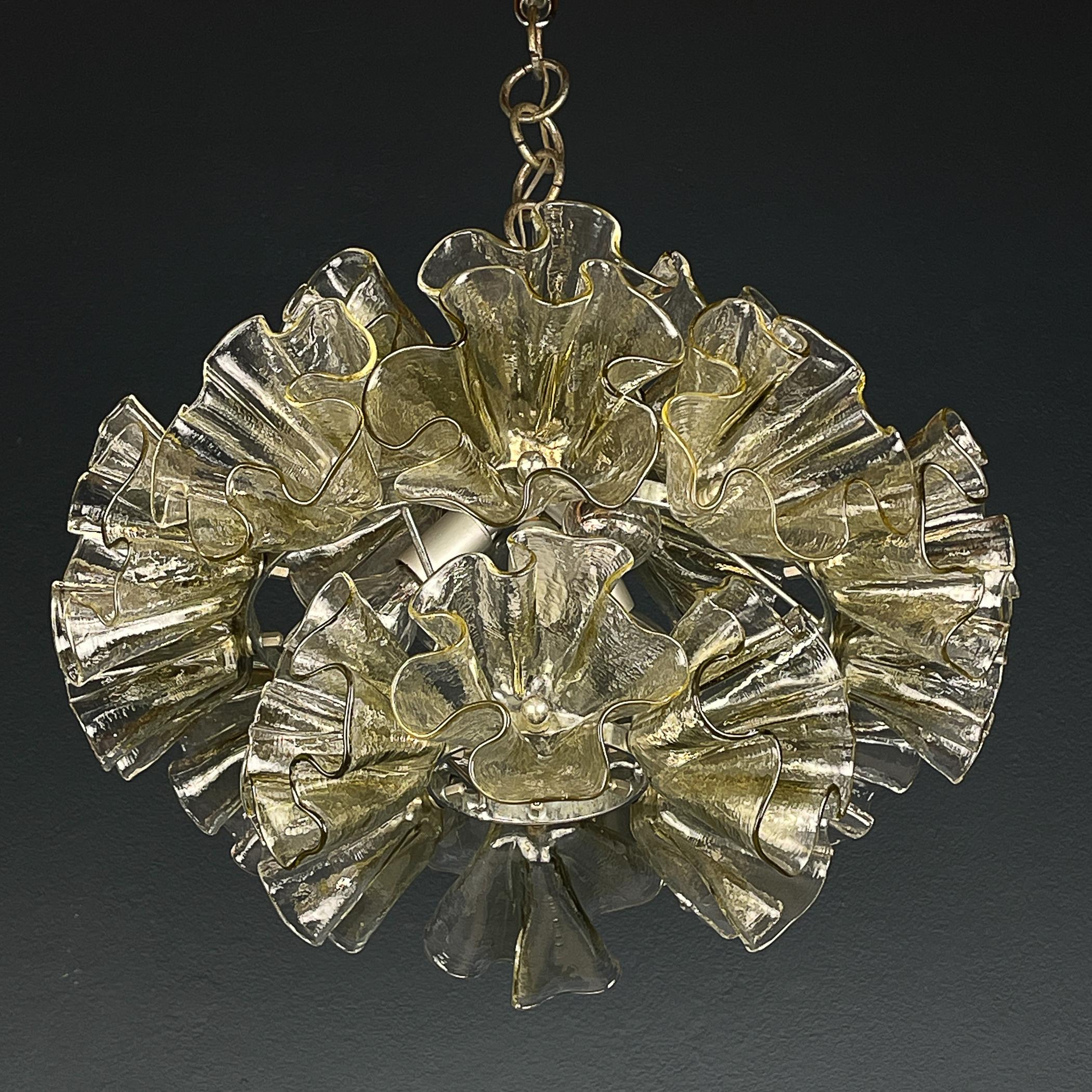 Mid-Century Modern Murano chandelier by Mazzega Italy 1970s For Sale