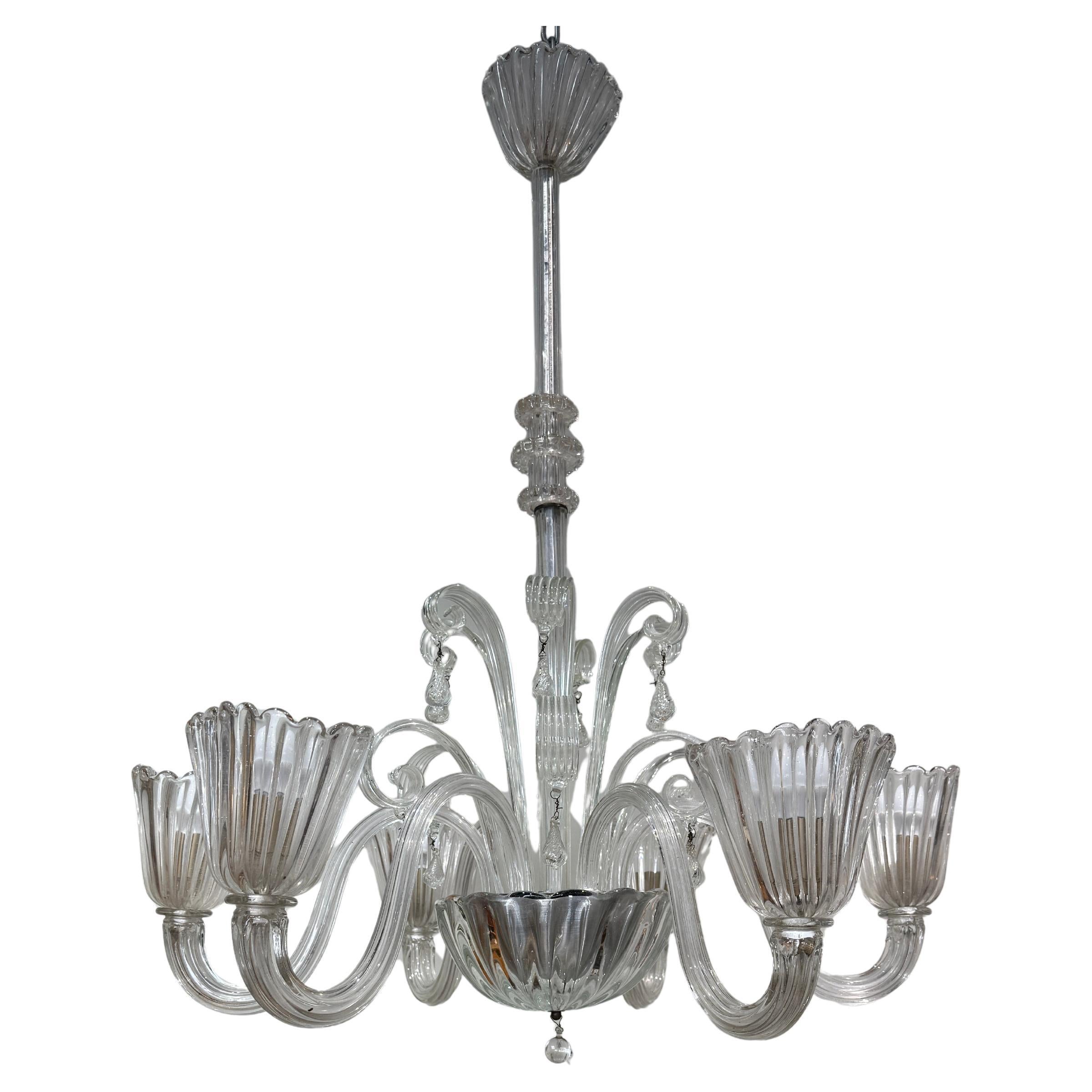 Murano chandelier by Seguso  6 lights circa 1960 italy