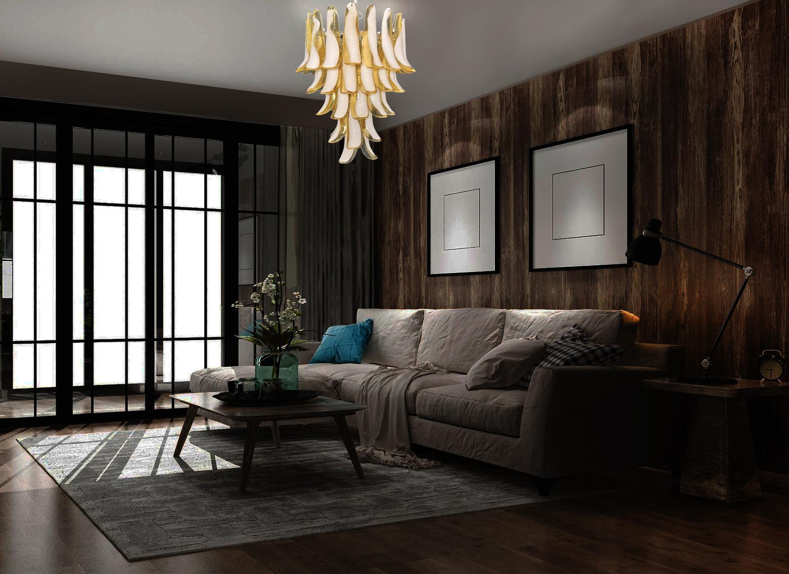 Araña italiana de Murano formada por 52 pétalos de cristal (CARAMELO y blanco 