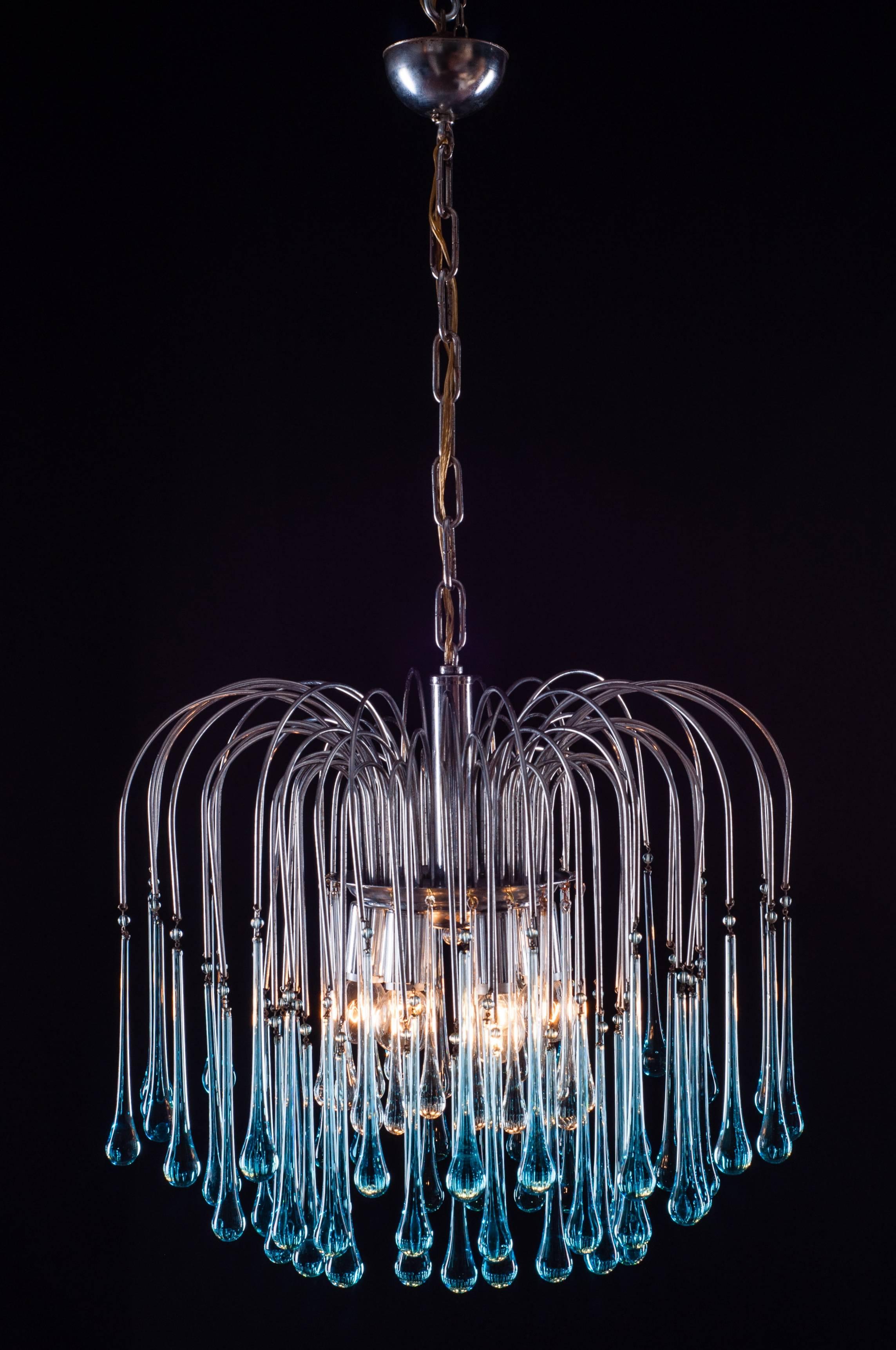 Murano Chandelier by Venini, 1960s mediados del siglo XX en venta
