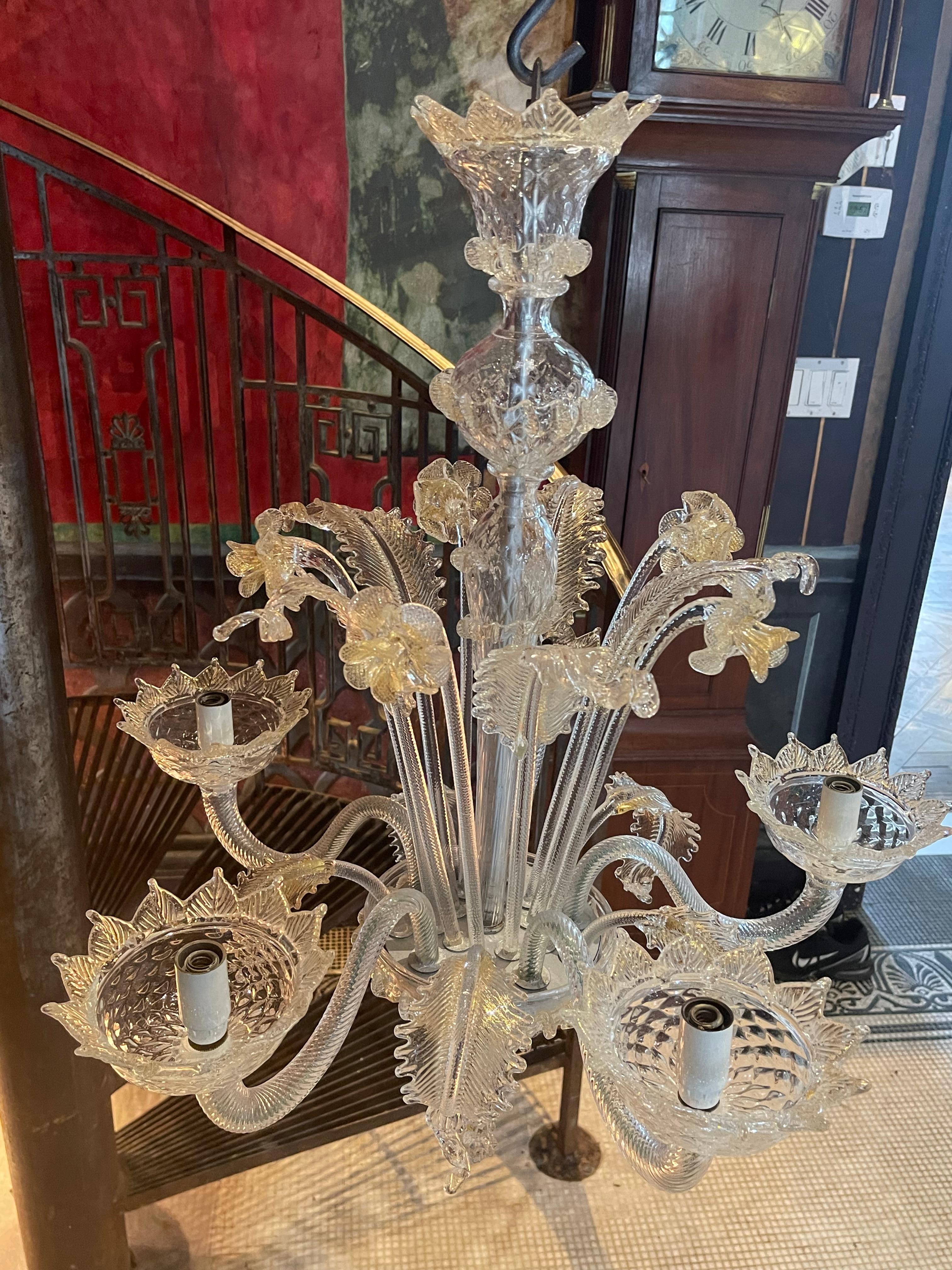 A Venini Murano Chandelier In Excellent Condition In New Haven, CT