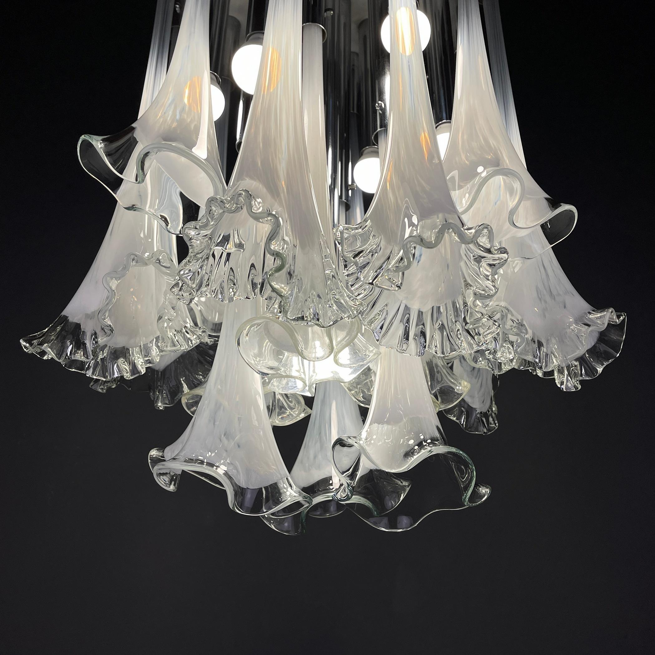 Murano Chandelier Calla Lily by Venini, Italy, 1960s  For Sale 6