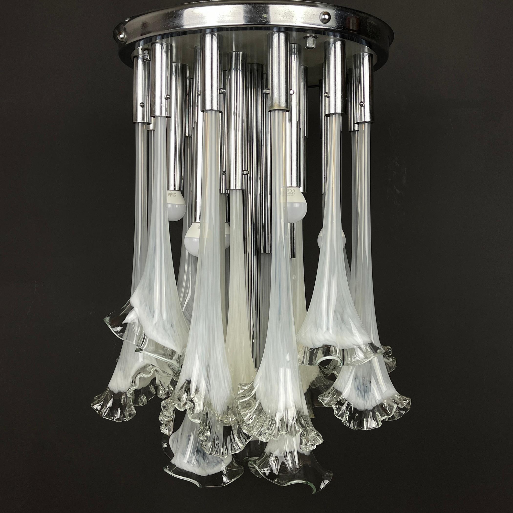 20th Century Murano Chandelier Calla Lily by Venini, Italy, 1960s  For Sale