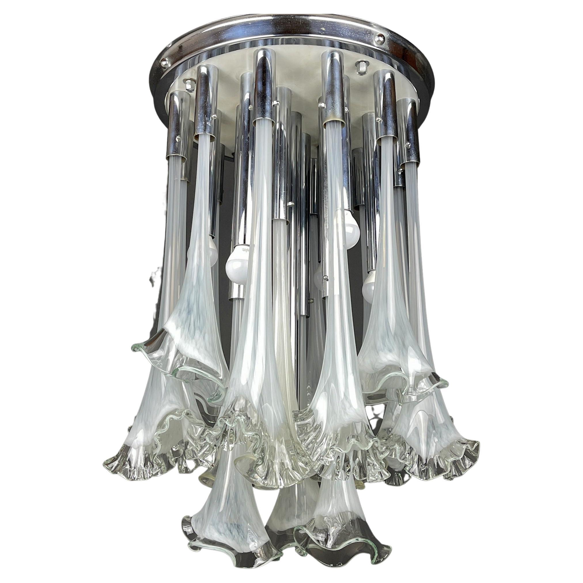 Murano Chandelier Calla Lily by Venini, Italy, 1960s  For Sale