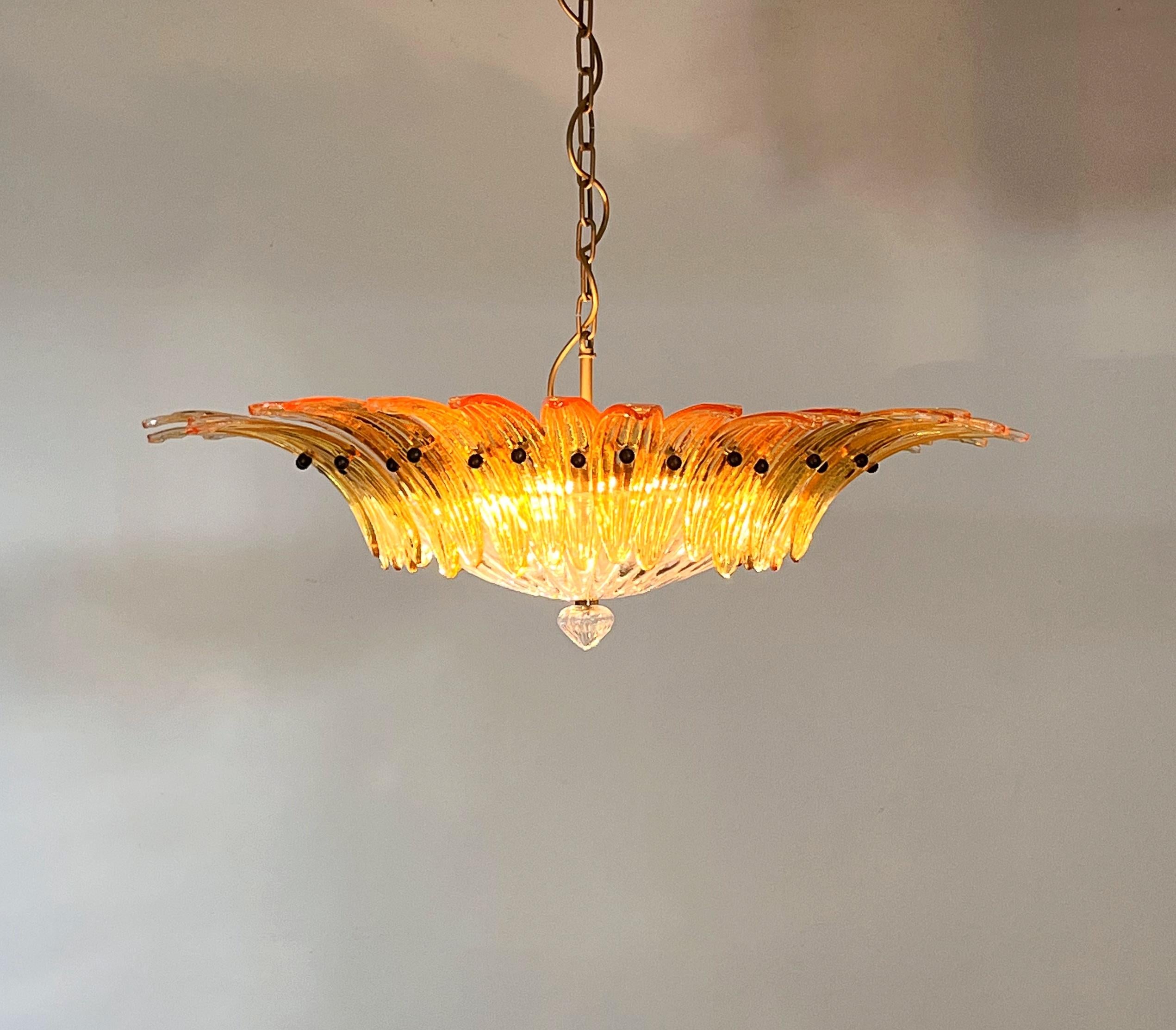 Murano Chandelier / ceiling light Original Palmette, AMBER glasses in vendita 2