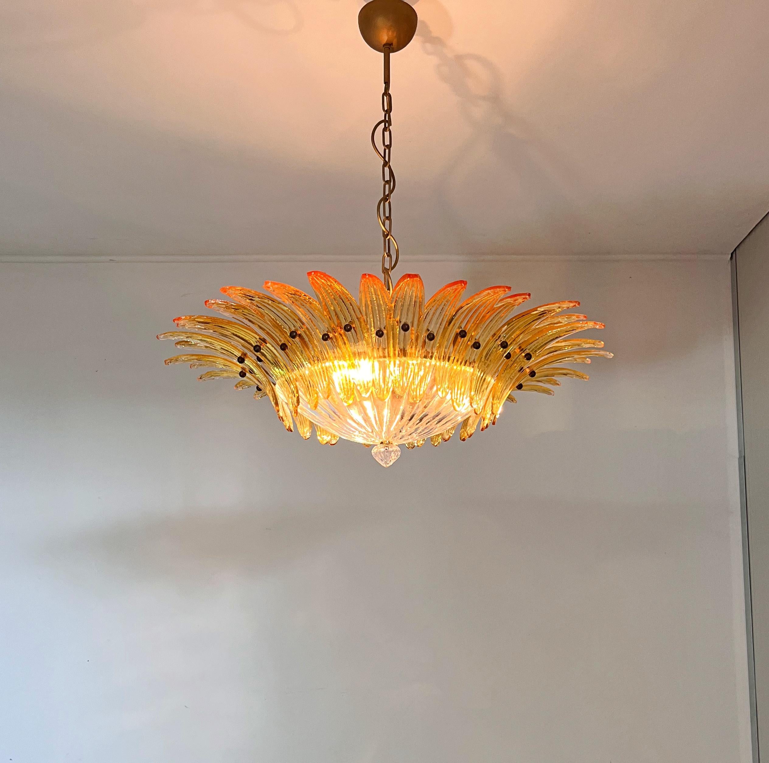 Murano Chandelier / ceiling light Original Palmette, AMBER glasses in vendita 5
