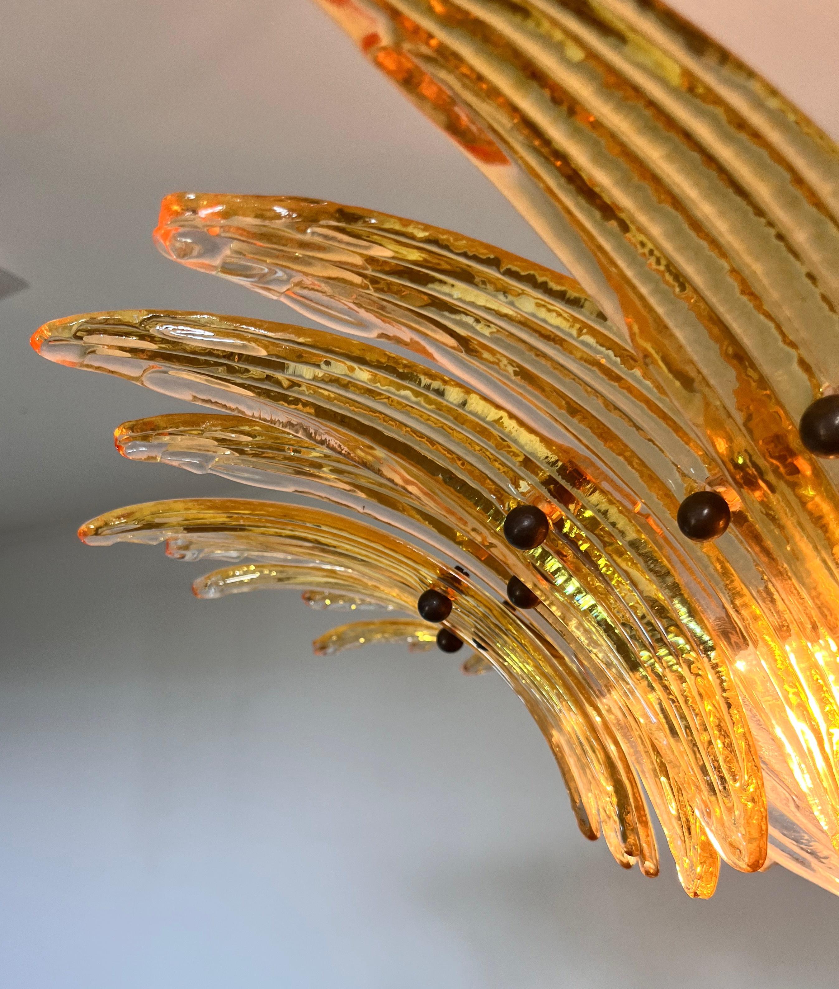 Murano Chandelier / ceiling light Original Palmette, AMBER glasses in vendita 8