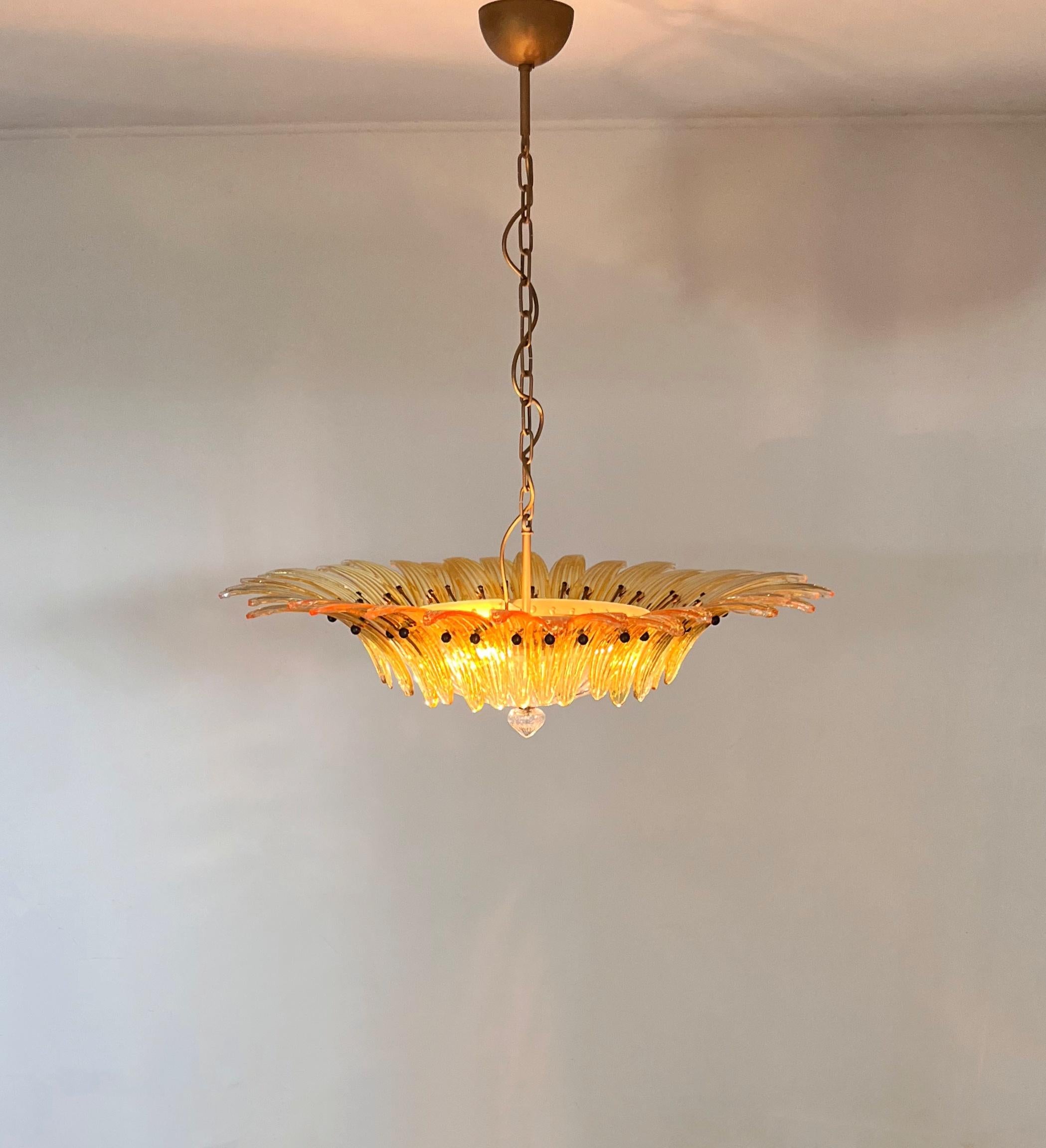 Vetro artistico Murano Chandelier / ceiling light Original Palmette, AMBER glasses in vendita
