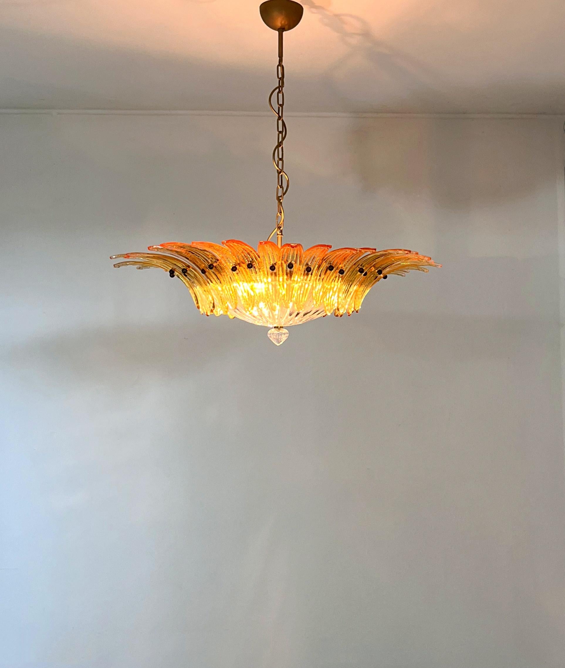 Murano Chandelier / ceiling light Original Palmette, AMBER glasses in vendita 1