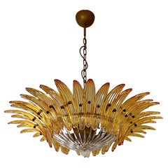 Murano Chandelier / ceiling light Original Palmette, AMBER glasses
