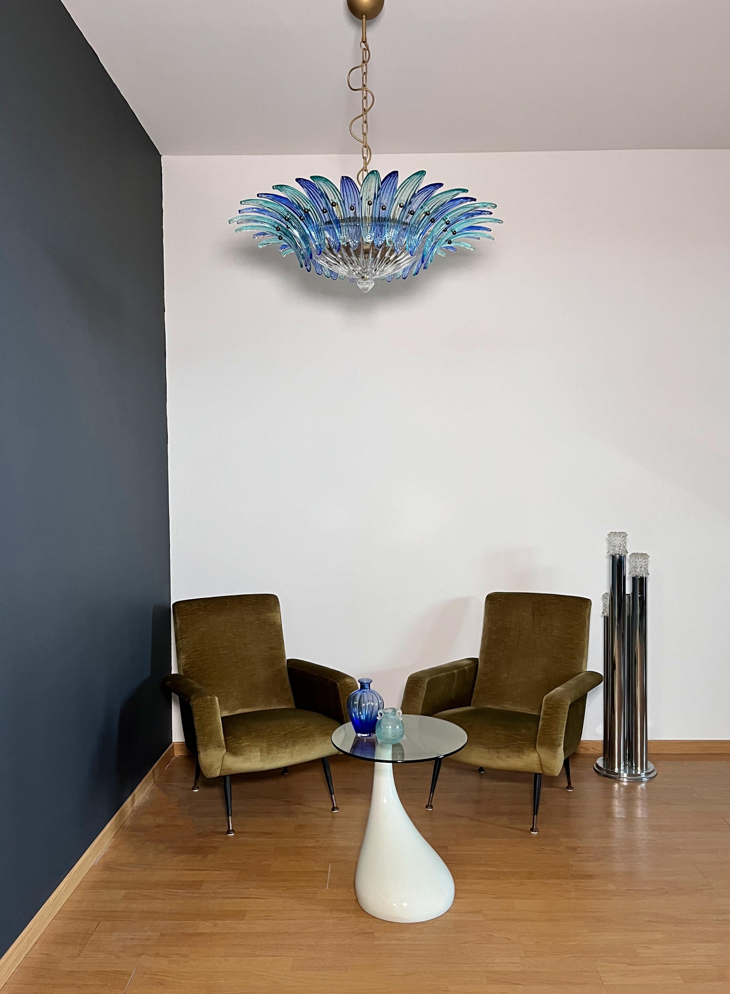 Murano Chandelier / ceiling light Original Palmette, blue and turquoise in vendita 9