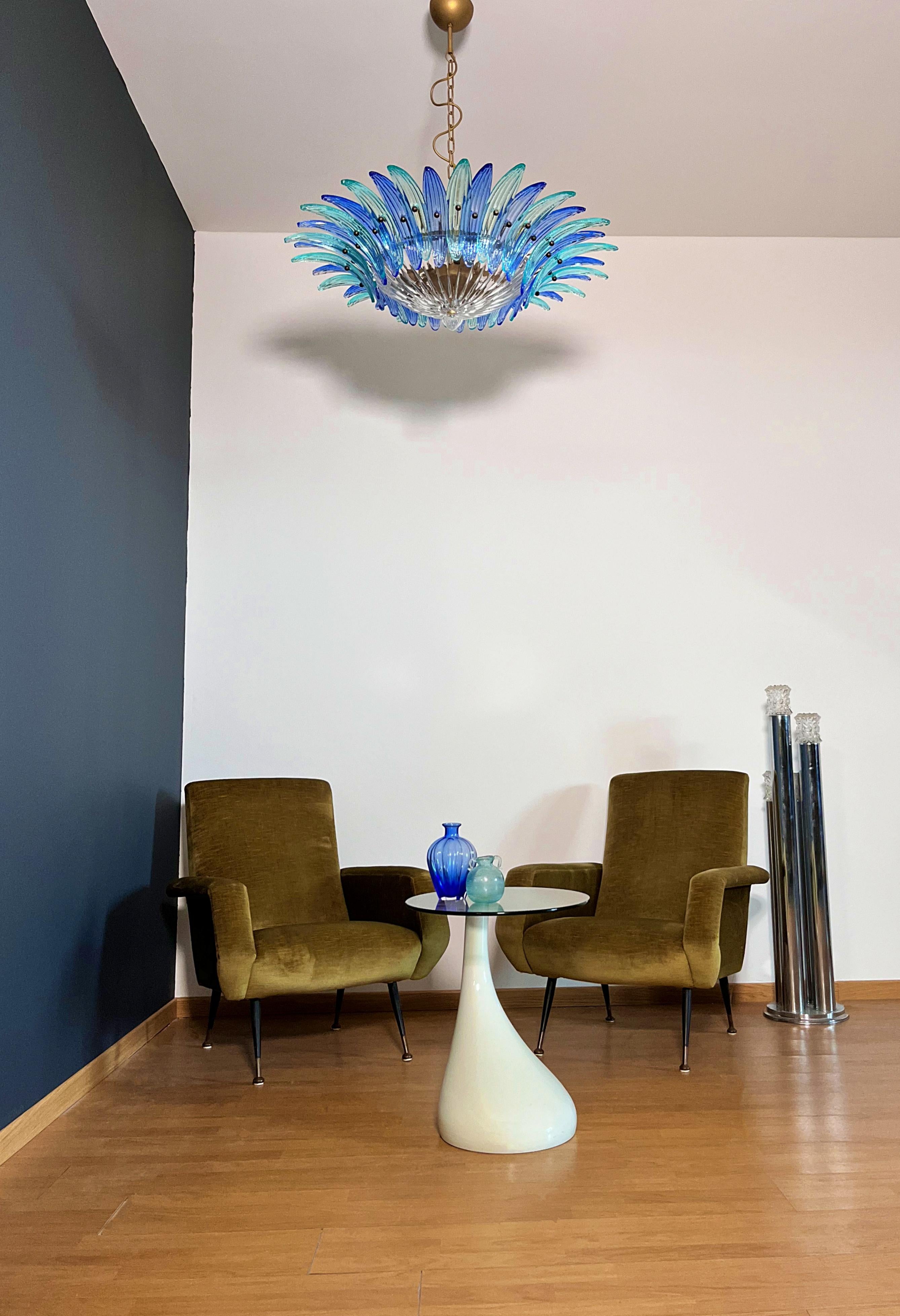 Murano Chandelier / ceiling light Original Palmette, blue and turquoise in vendita 10