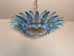 Murano Chandelier / ceiling light Original Palmette, blue and turquoise
