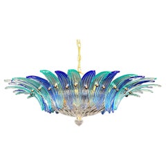 Murano Chandelier / ceiling light Original Palmette, blue and turquoise