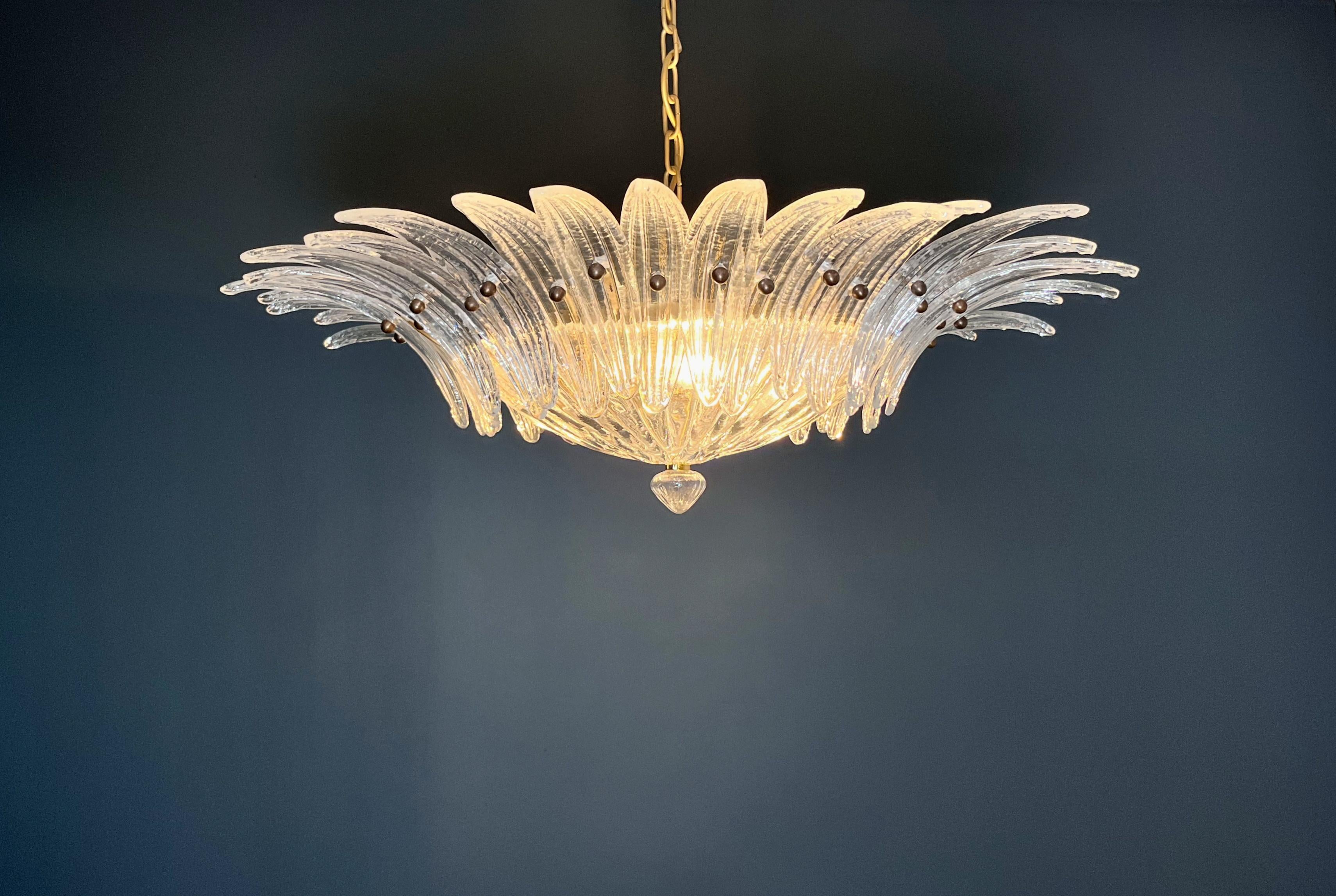 Murano Chandelier / ceiling light Original Palmette, clear glasses in vendita 2