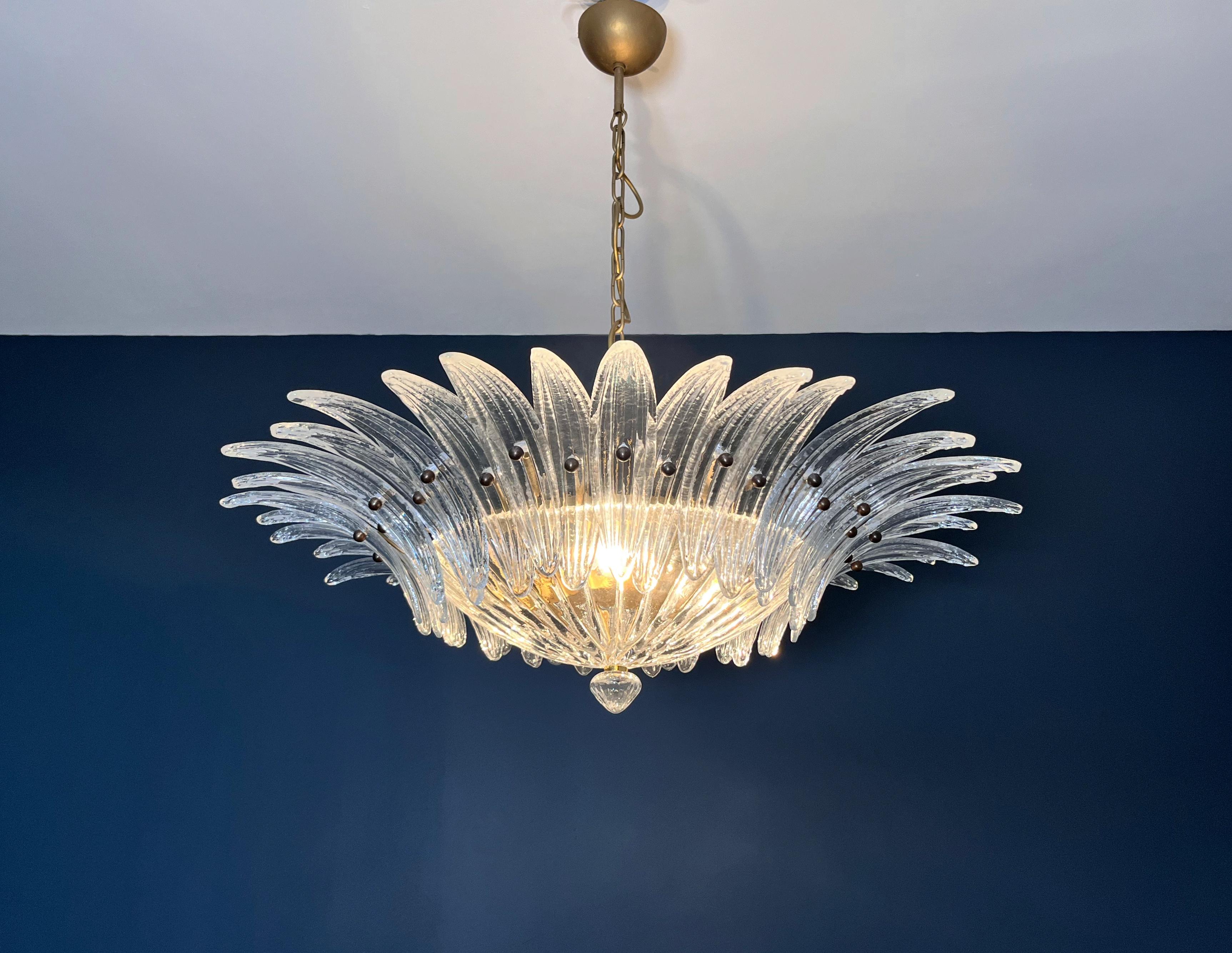 Murano Chandelier / ceiling light Original Palmette, clear glasses in vendita 3