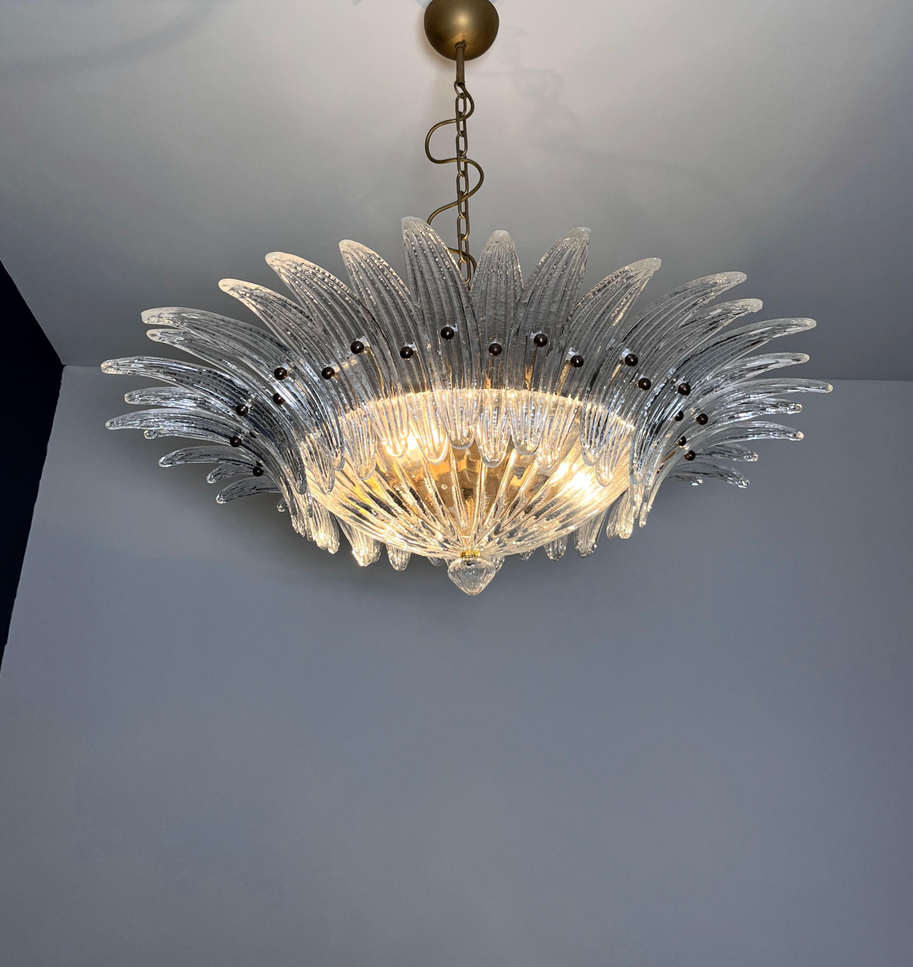 Murano Chandelier / ceiling light Original Palmette, clear glasses in vendita 4