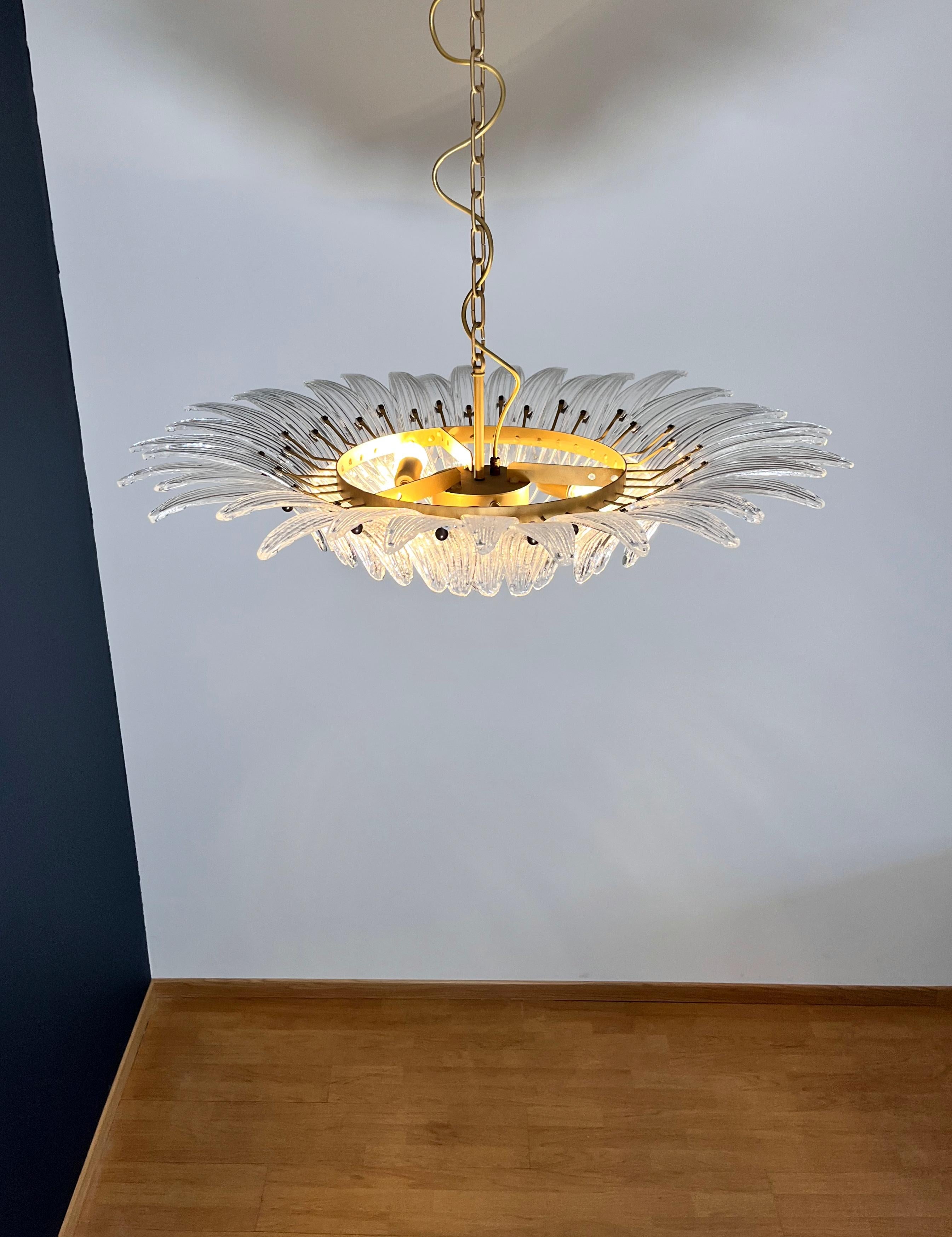 Murano Chandelier / ceiling light Original Palmette, clear glasses in vendita 5