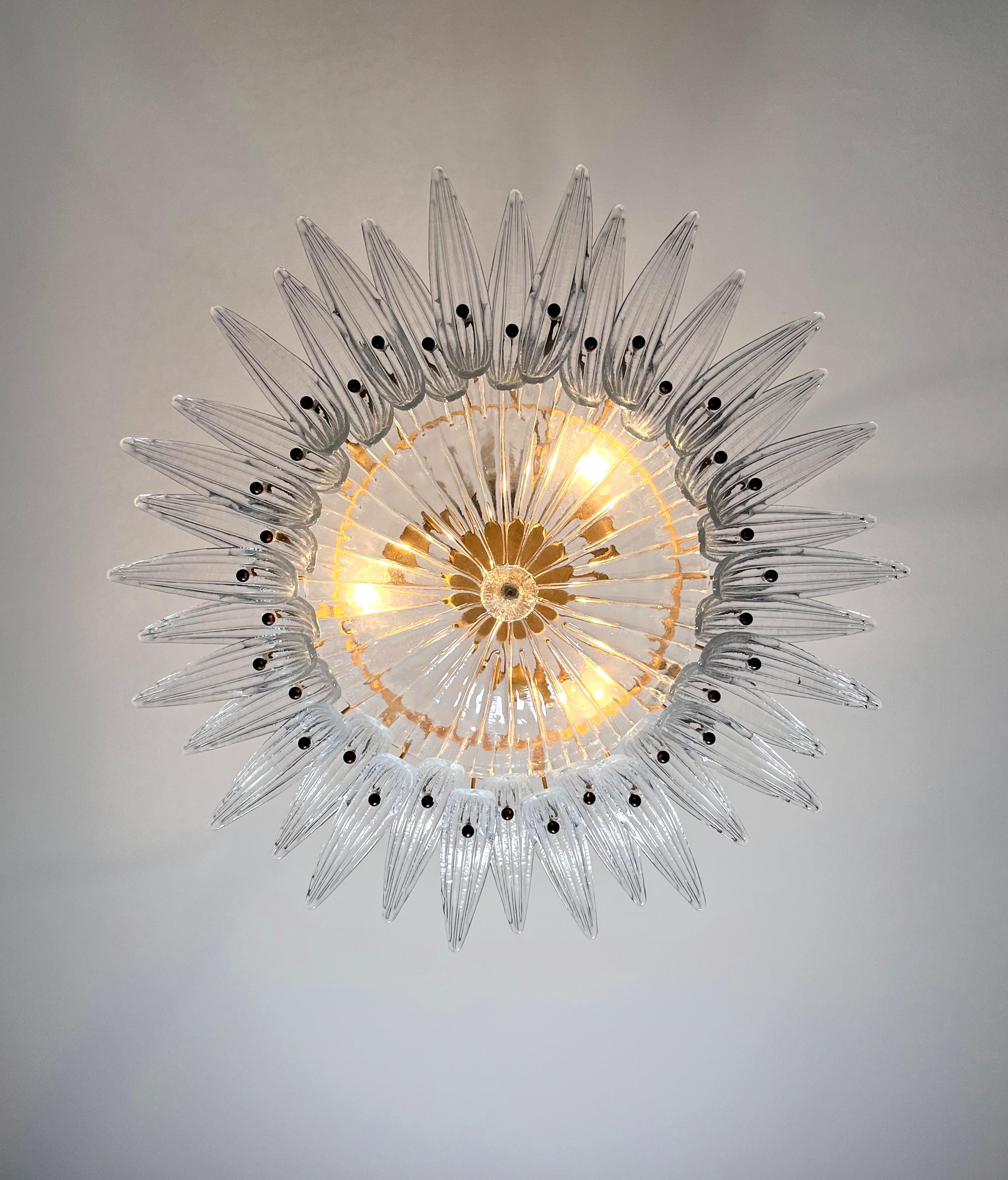 Murano Chandelier / ceiling light Original Palmette, clear glasses in vendita 6