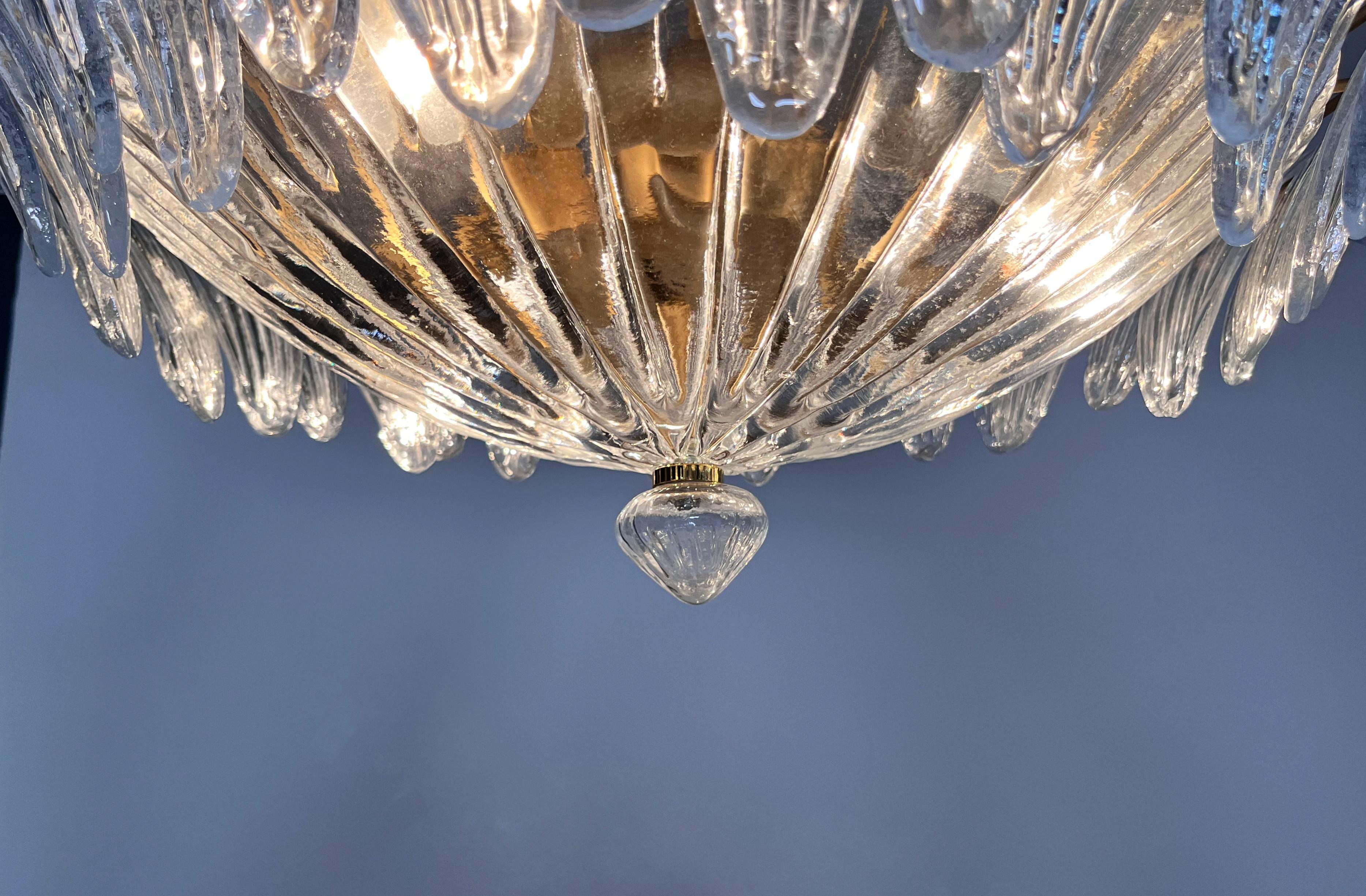 Murano Chandelier / ceiling light Original Palmette, clear glasses in vendita 7