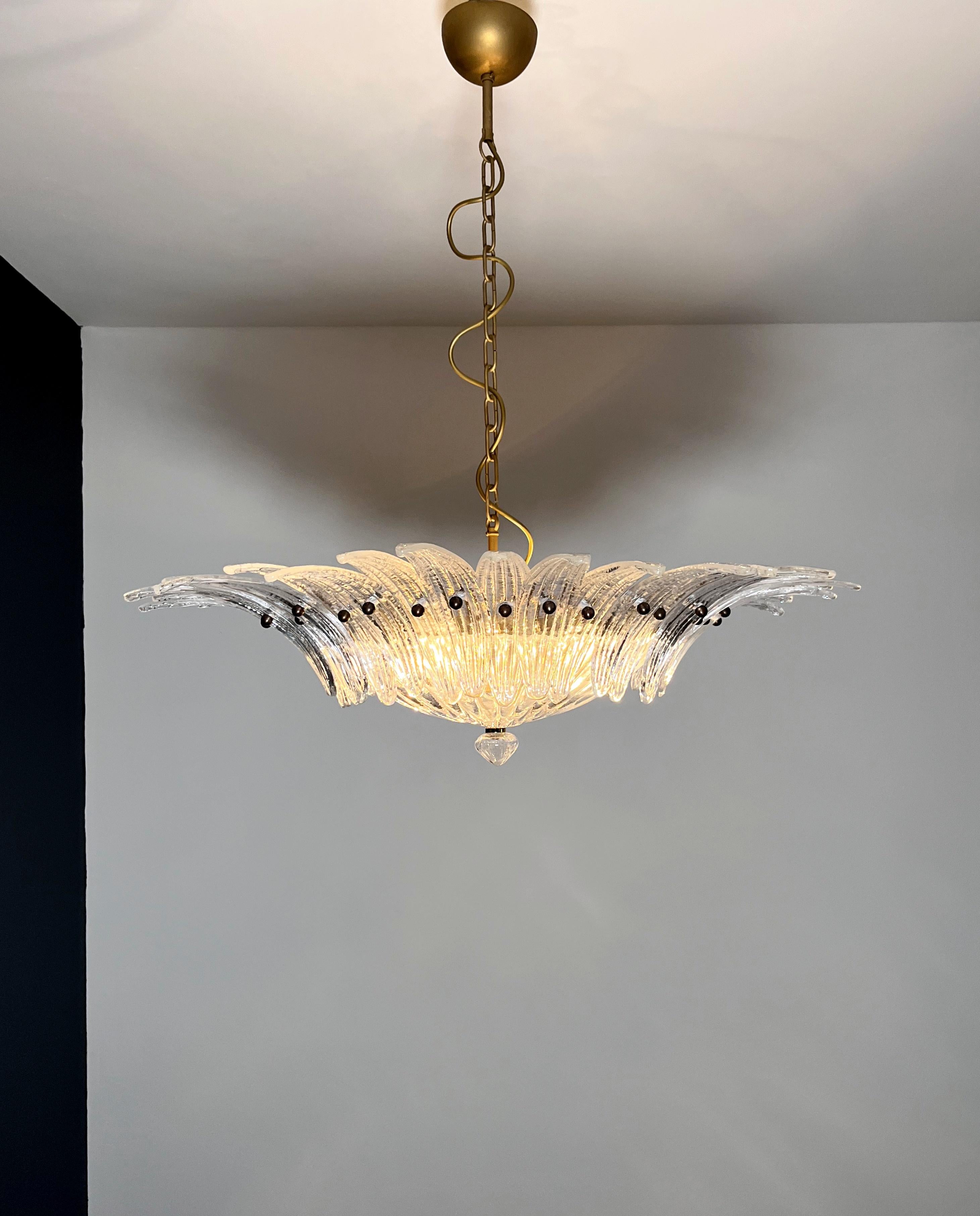 Murano Chandelier / ceiling light Original Palmette, clear glasses 8