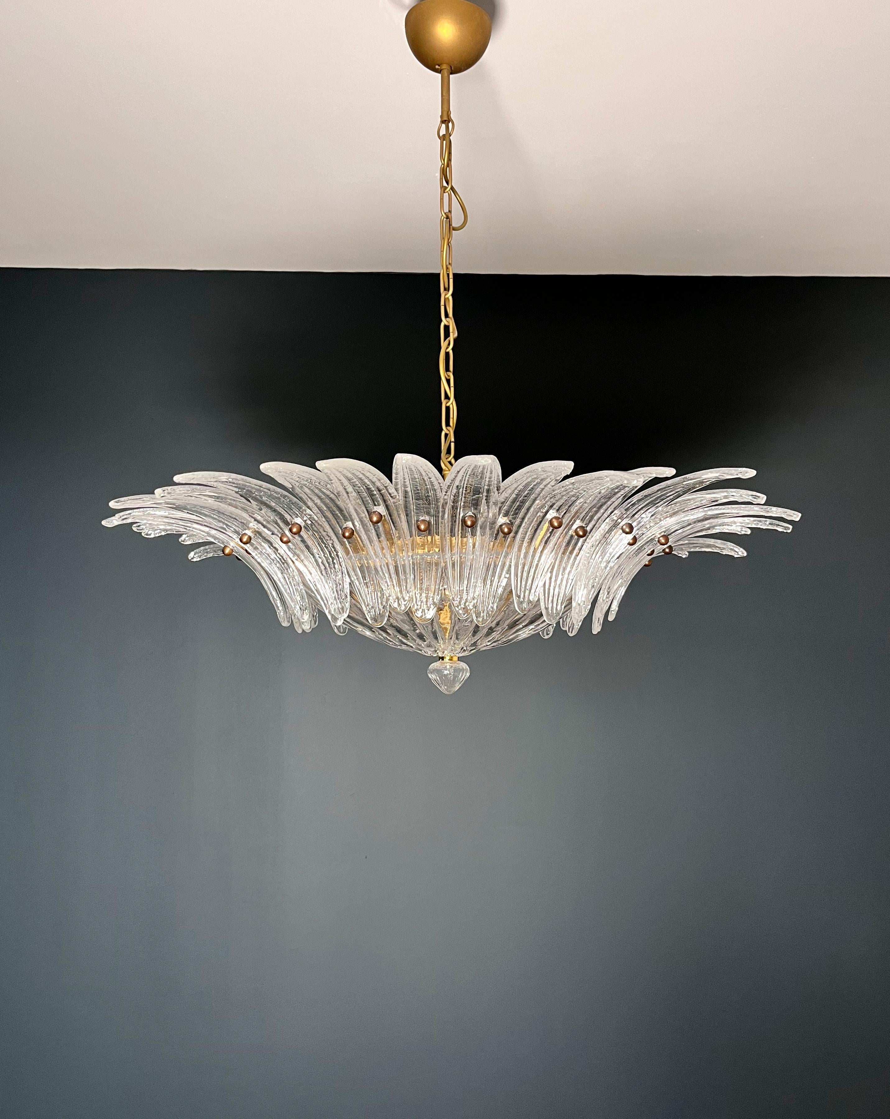Italian Murano Chandelier / ceiling light Original Palmette, clear glasses in vendita