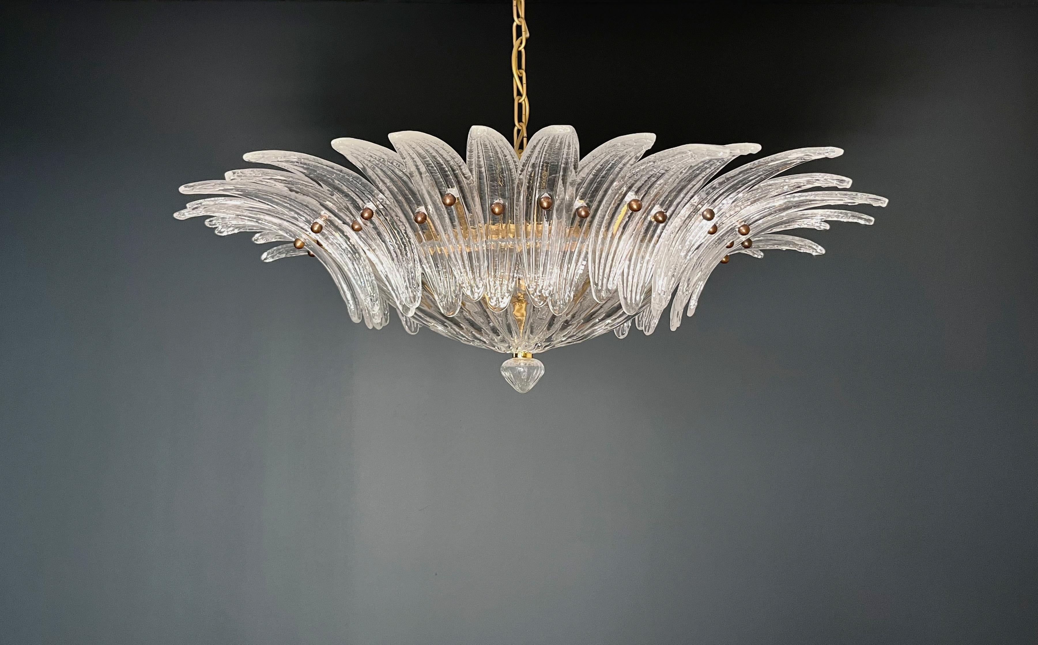 Galvanizzato Murano Chandelier / ceiling light Original Palmette, clear glasses in vendita