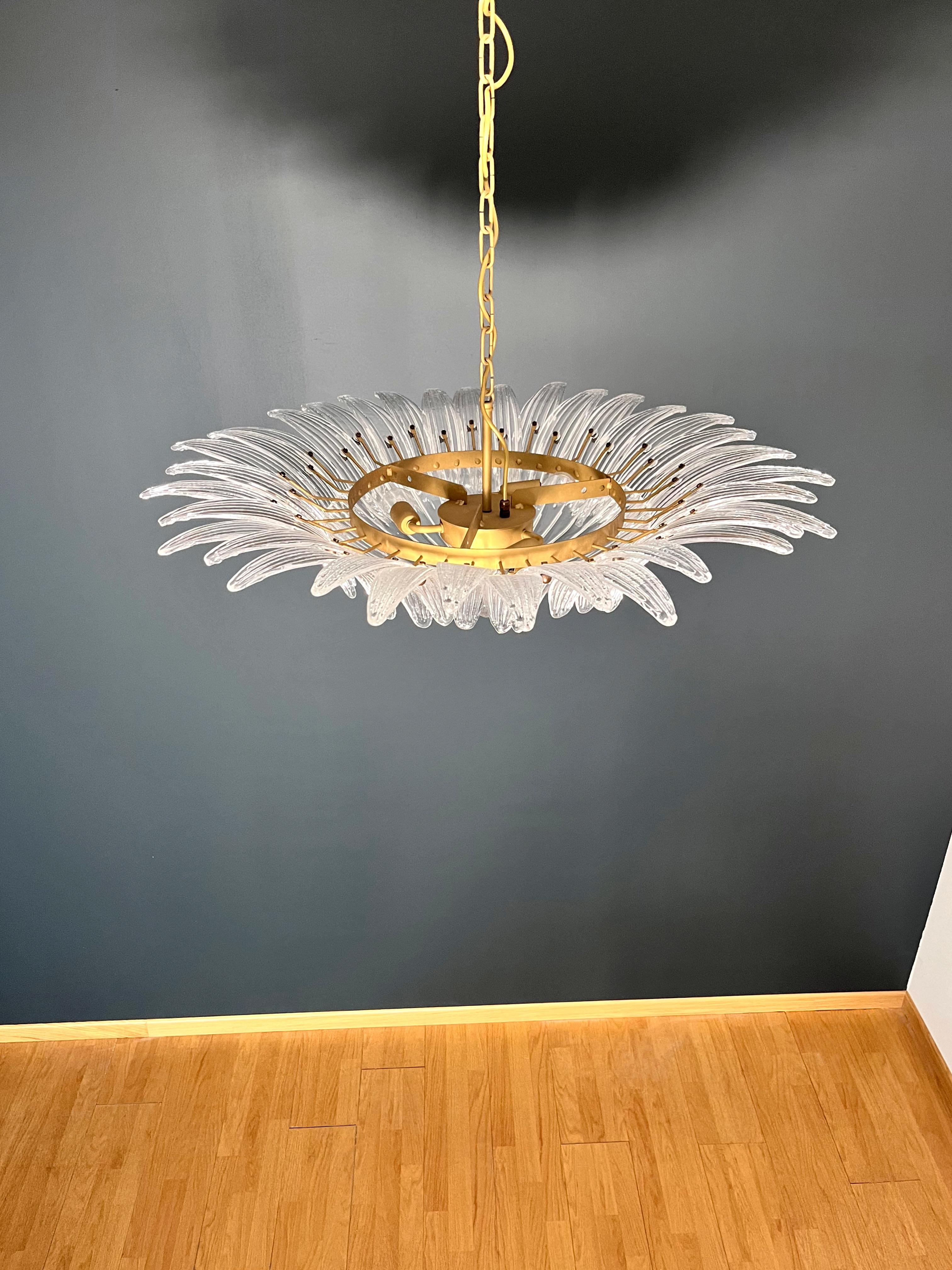 Murano Chandelier / ceiling light Original Palmette, clear glasses In Good Condition In Gaiarine Frazione Francenigo (TV), IT