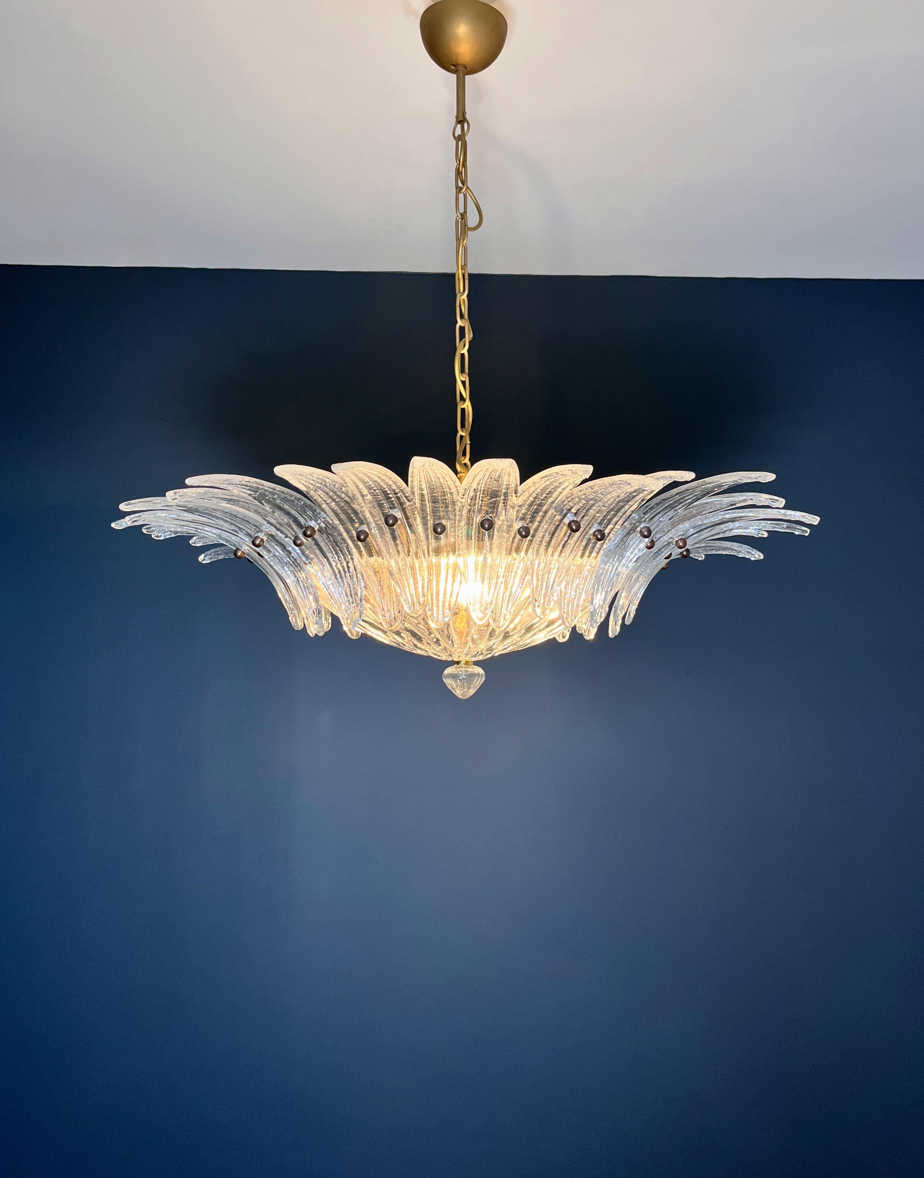Art Glass Murano Chandelier / ceiling light Original Palmette, clear glasses