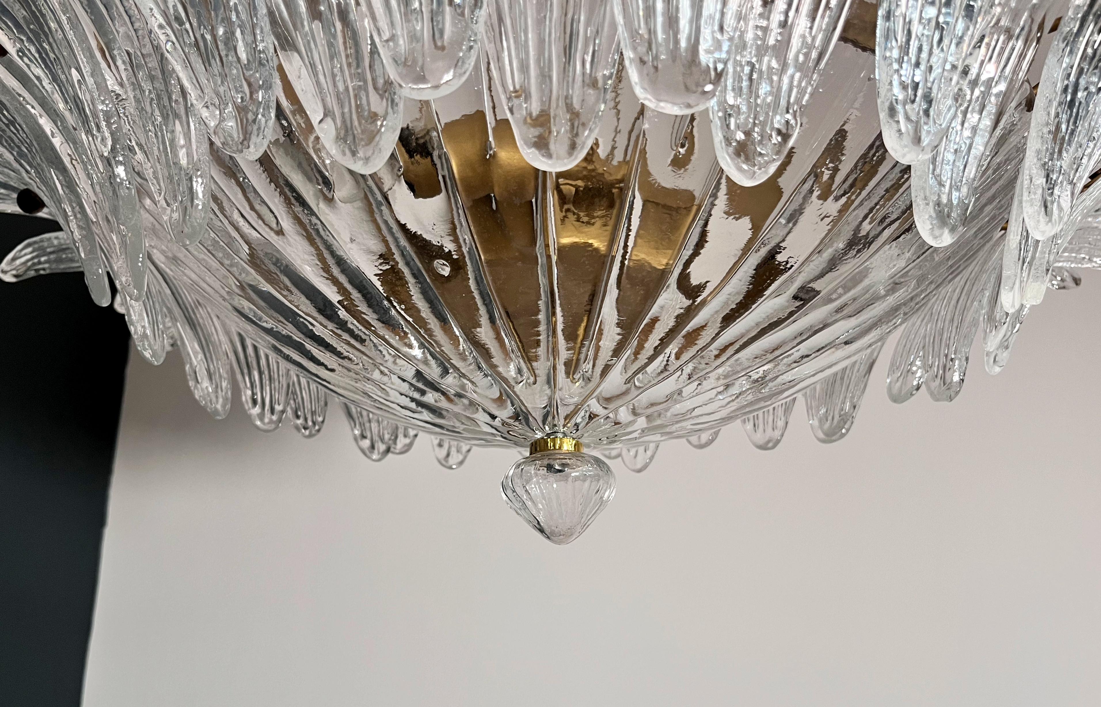Vetro artistico Murano Chandelier / ceiling light Original Palmette, clear glasses in vendita