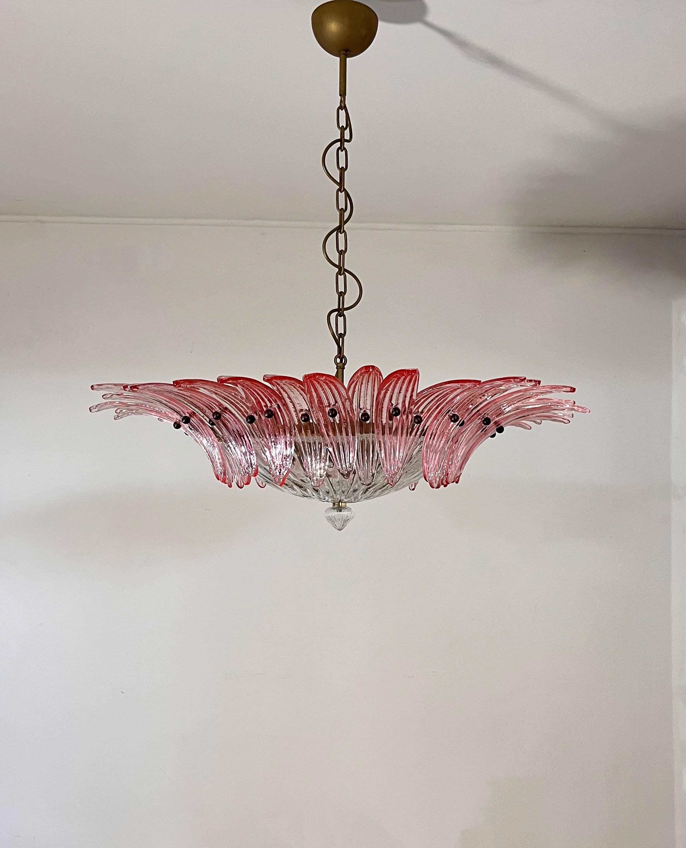 Murano Chandelier / ceiling light Original Palmette, PINK glasses 2