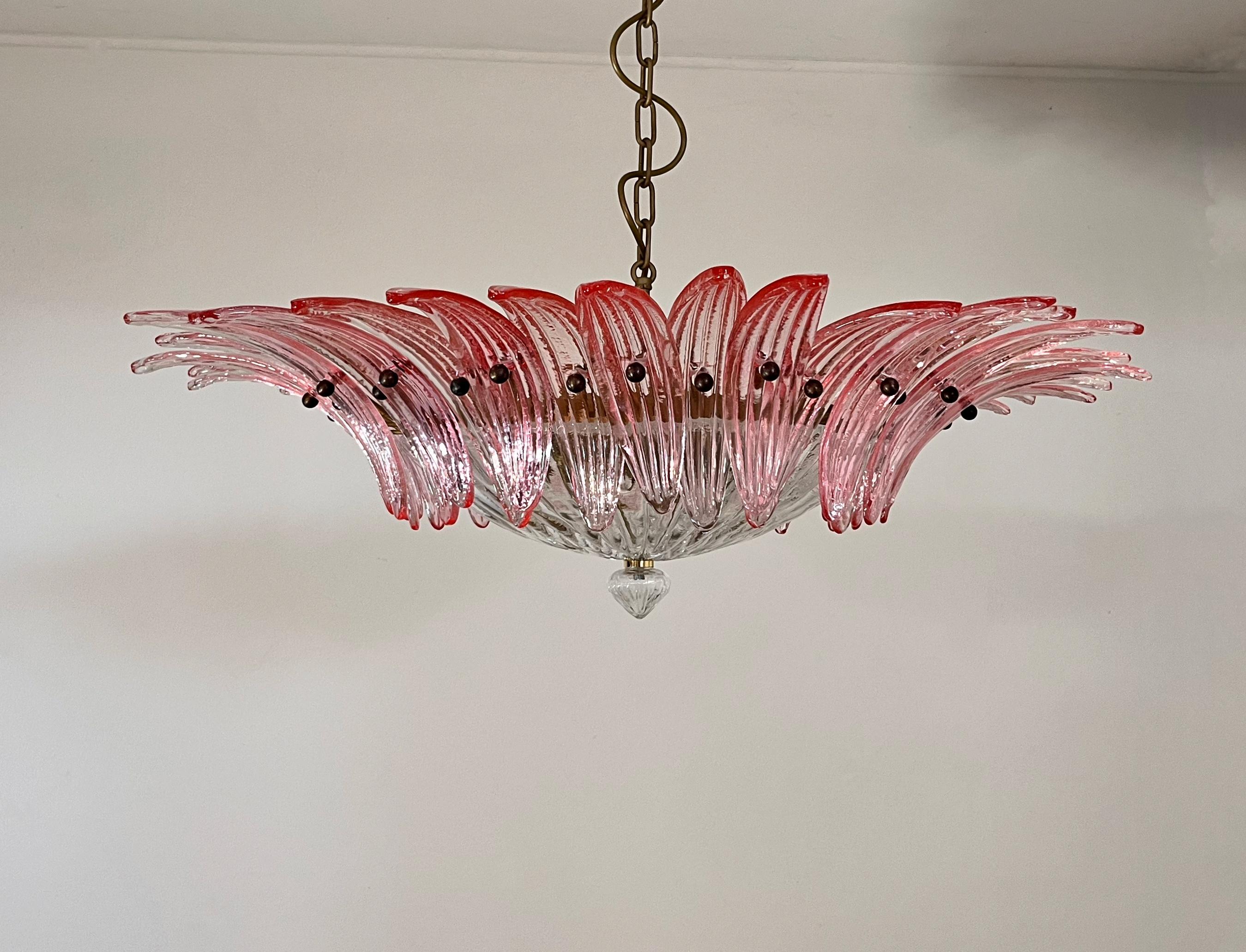 Murano Chandelier / ceiling light Original Palmette, PINK glasses 3