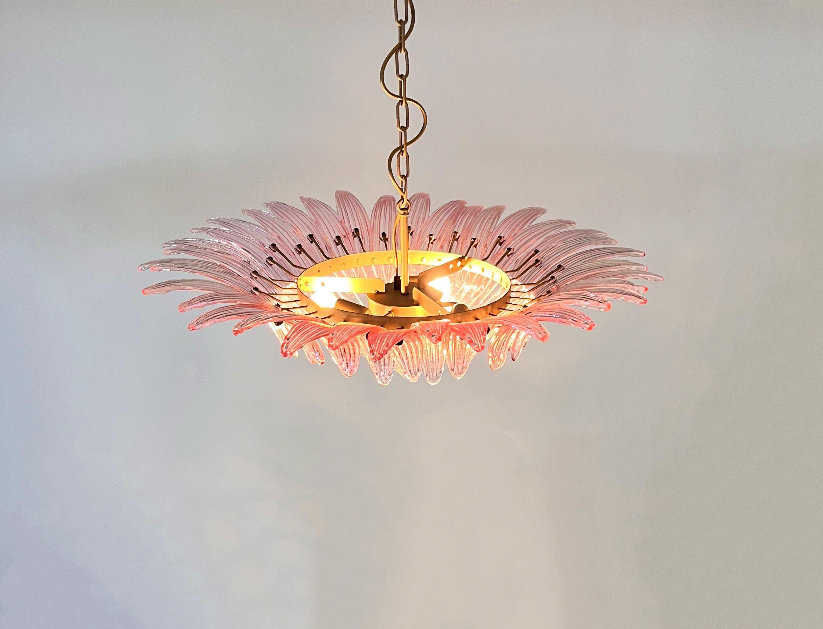 Murano Chandelier / ceiling light Original Palmette, PINK glasses 4