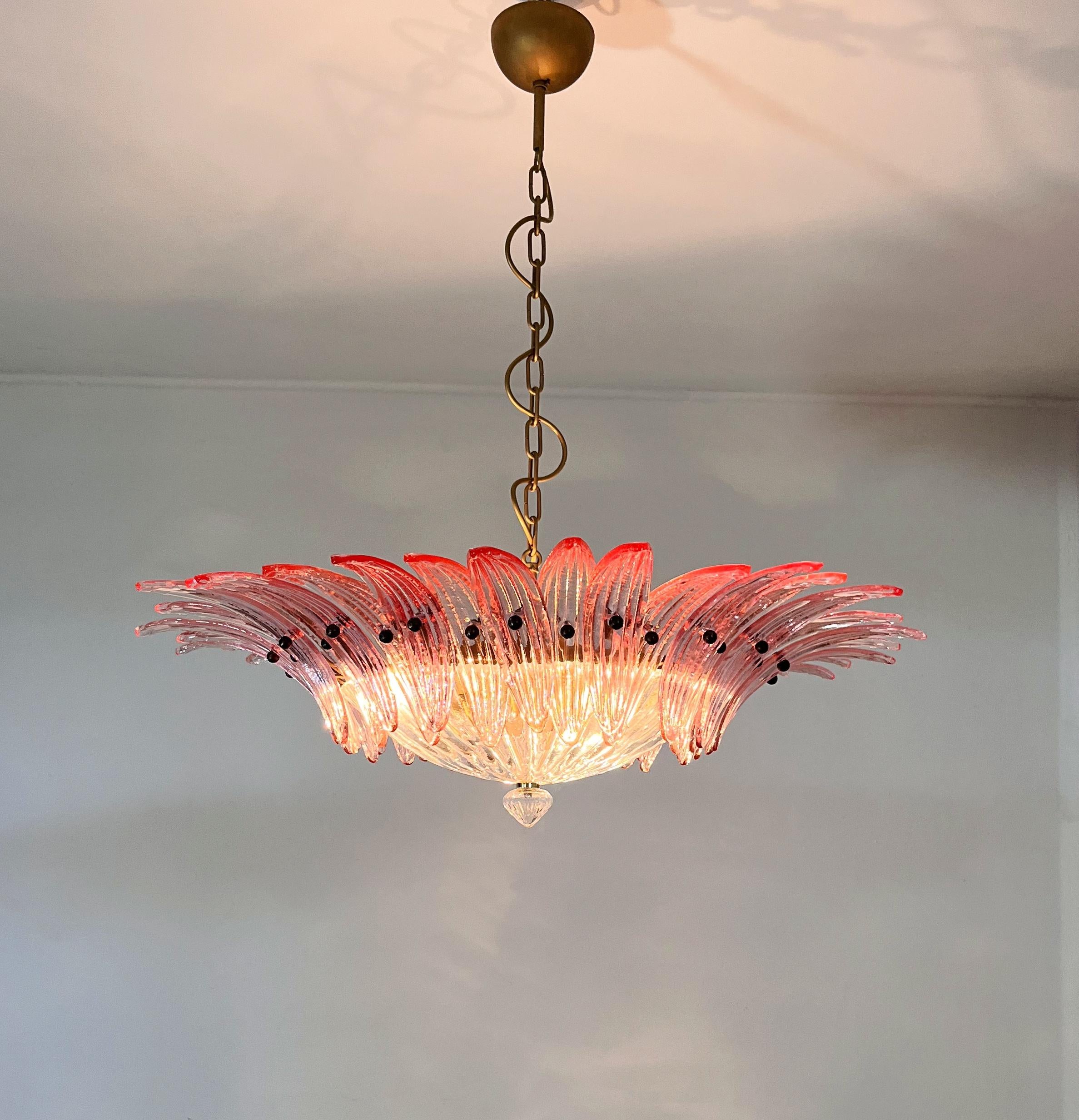Murano Chandelier / ceiling light Original Palmette, PINK glasses 5