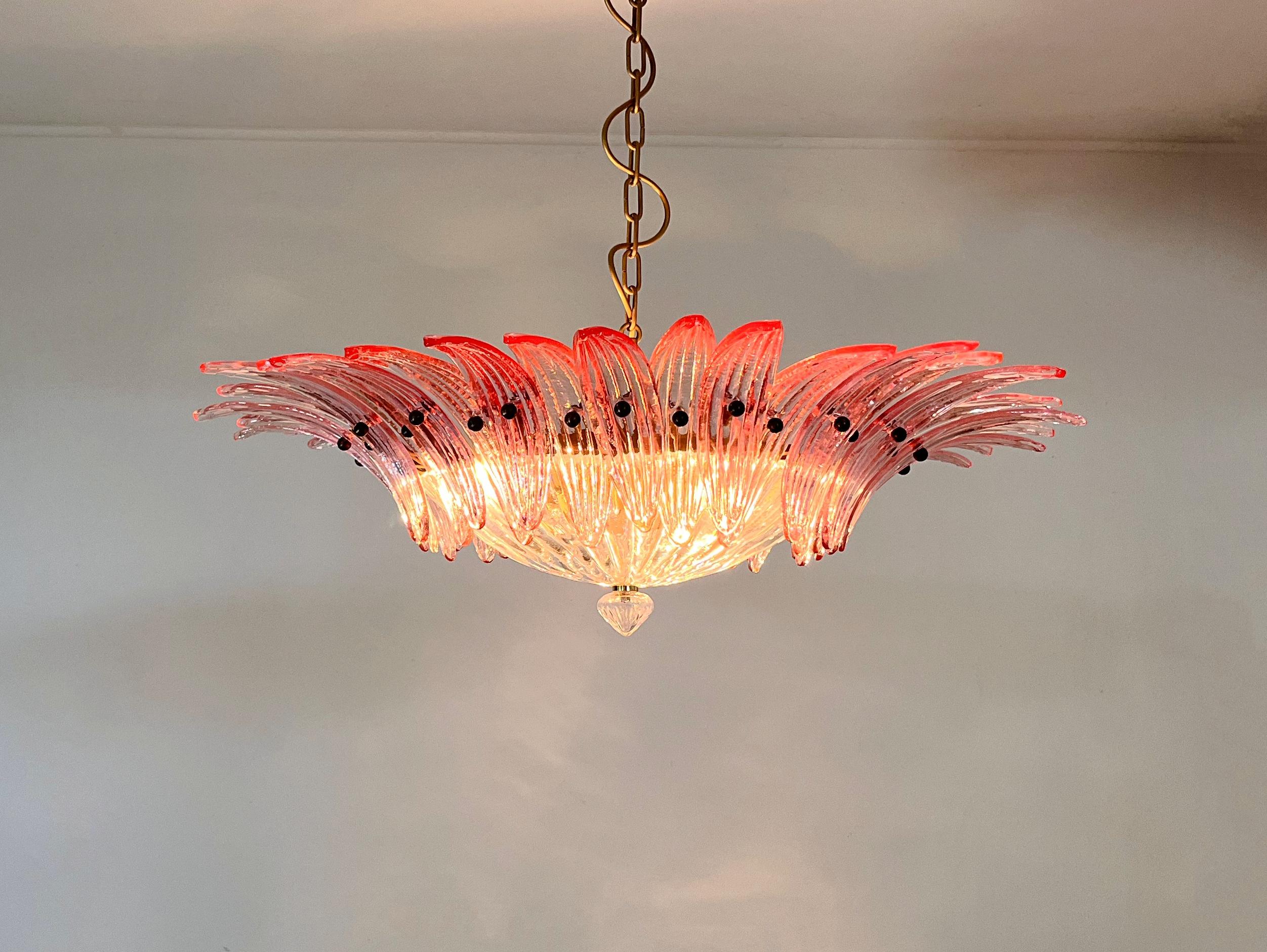 Murano Chandelier / ceiling light Original Palmette, PINK glasses 6