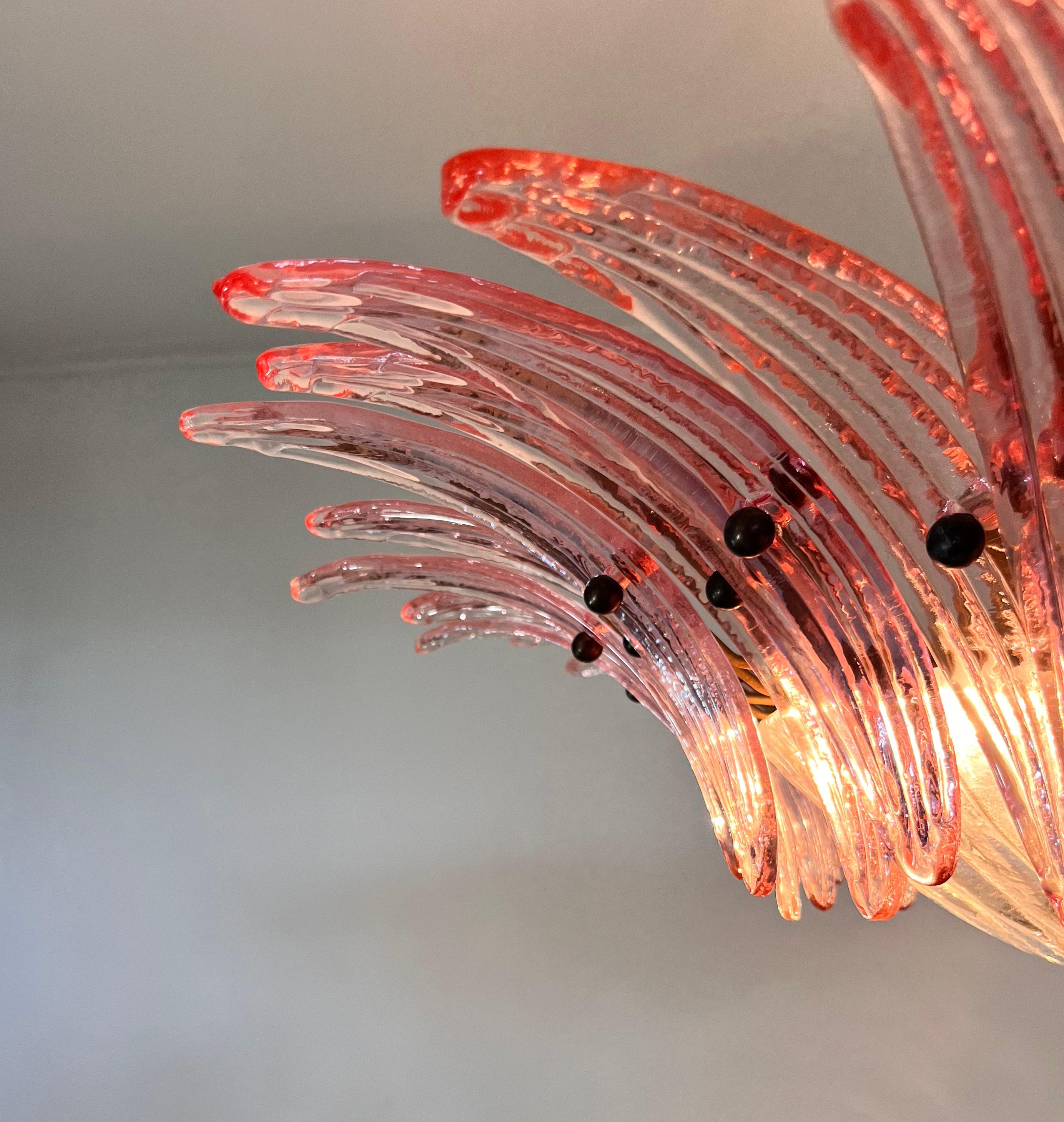 Murano Chandelier / ceiling light Original Palmette, PINK glasses 8