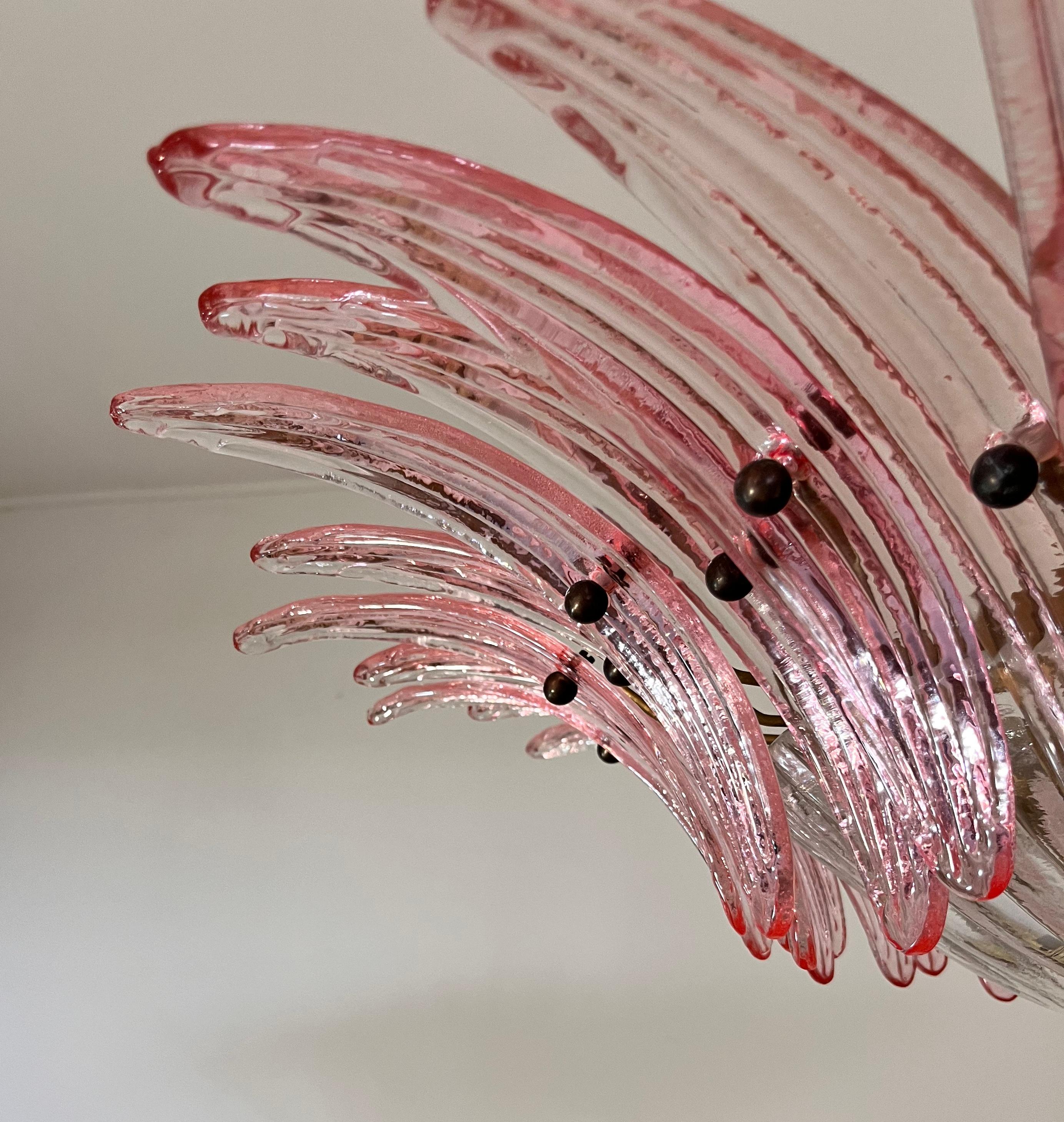 Murano Chandelier / ceiling light Original Palmette, PINK glasses 10