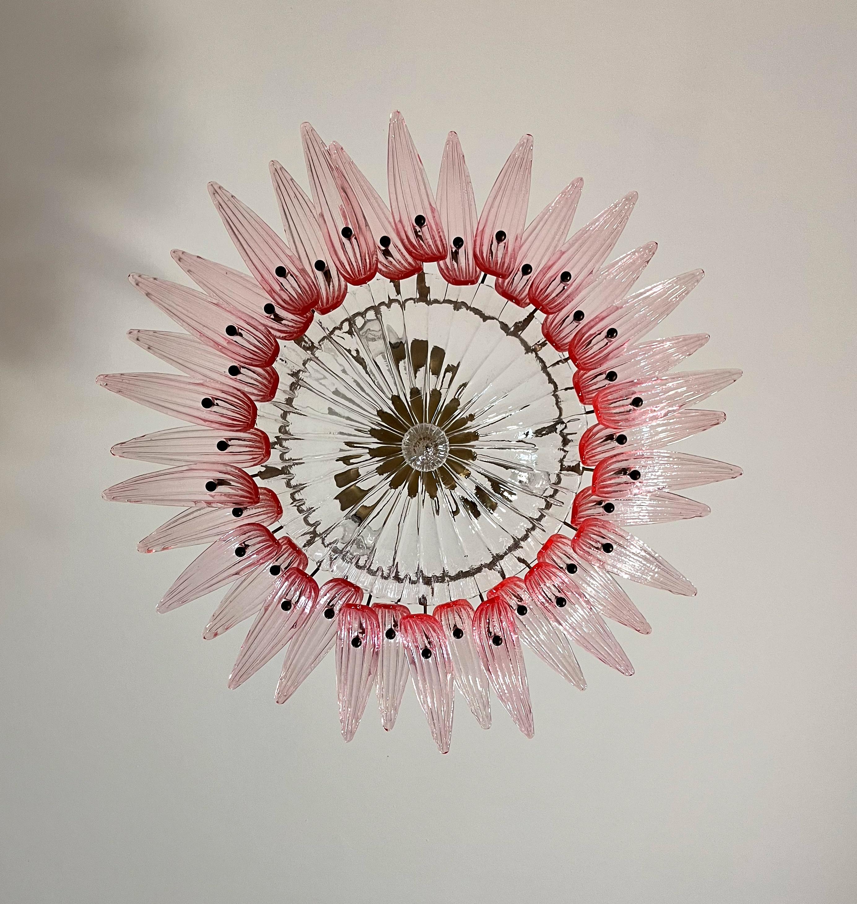 Murano Chandelier / ceiling light Original Palmette, PINK glasses 11