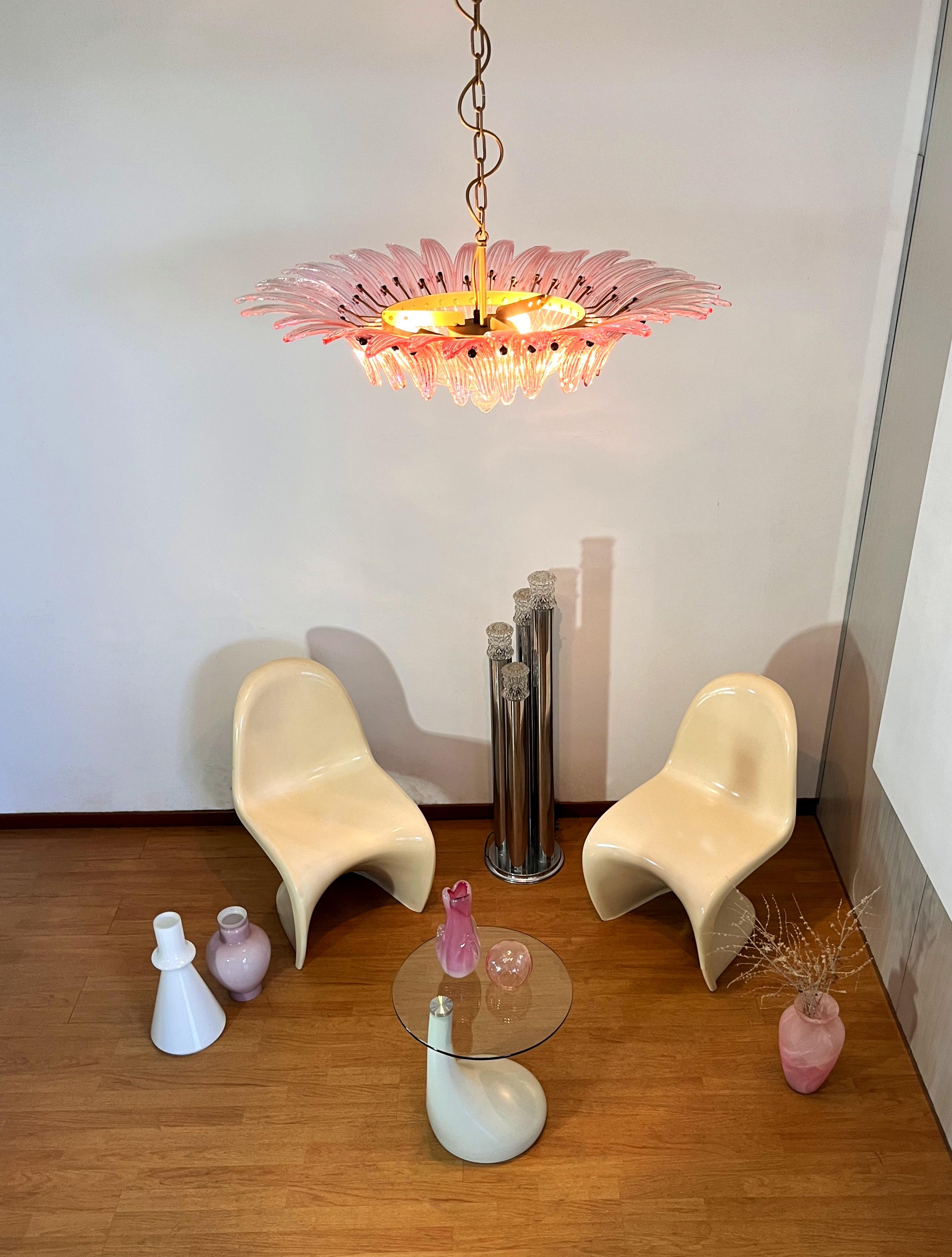 Murano Chandelier / ceiling light Original Palmette, PINK glasses In Good Condition In Gaiarine Frazione Francenigo (TV), IT