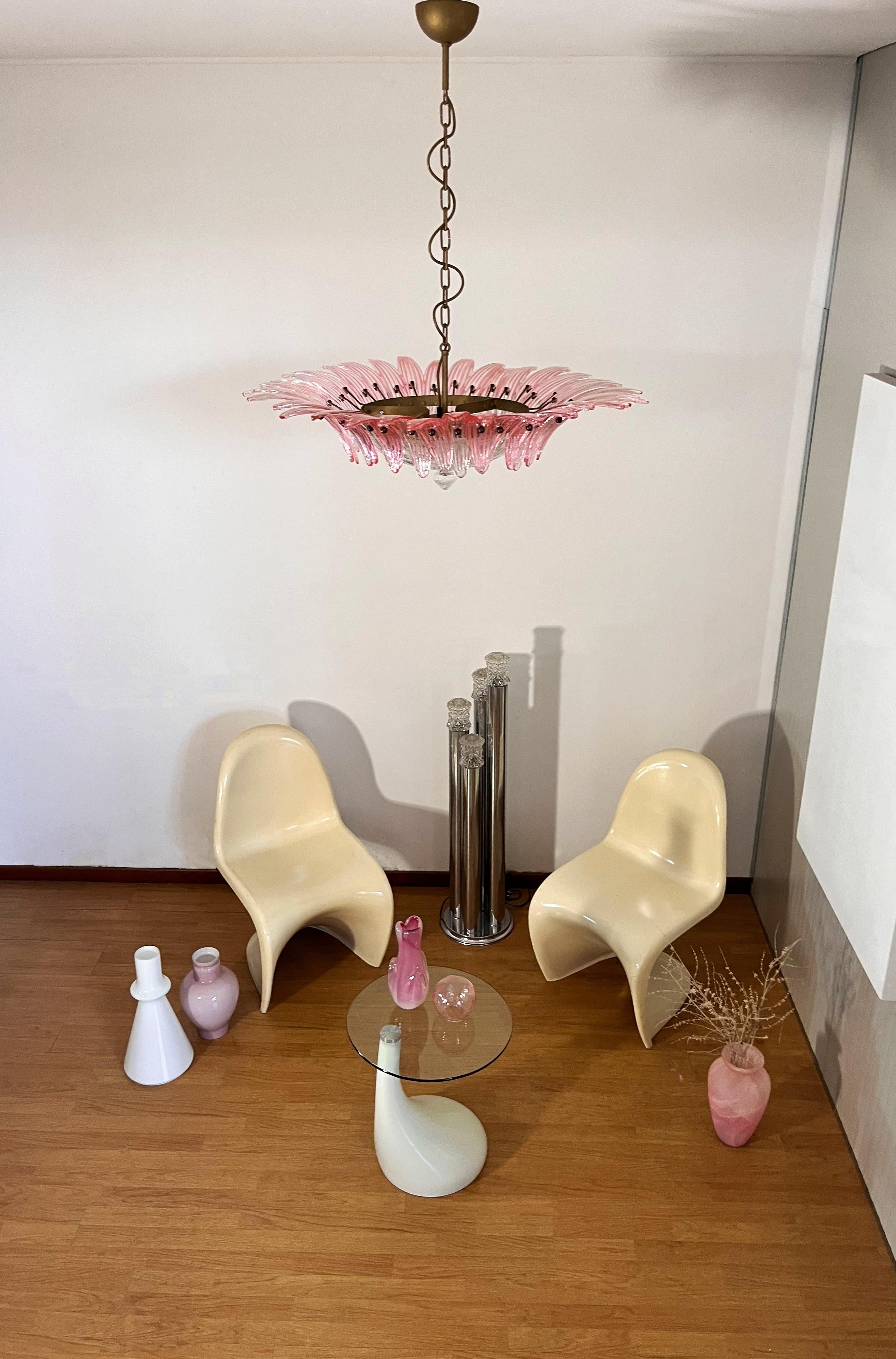 20th Century Murano Chandelier / ceiling light Original Palmette, PINK glasses