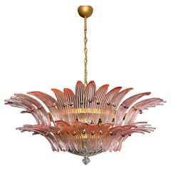 Murano Chandelier / ceiling light Original Palmette, two levels, 82 pink glasses