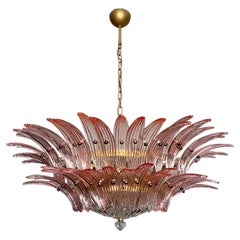 Murano Chandelier / ceiling light Original Palmette, two levels, 82 pink glasses