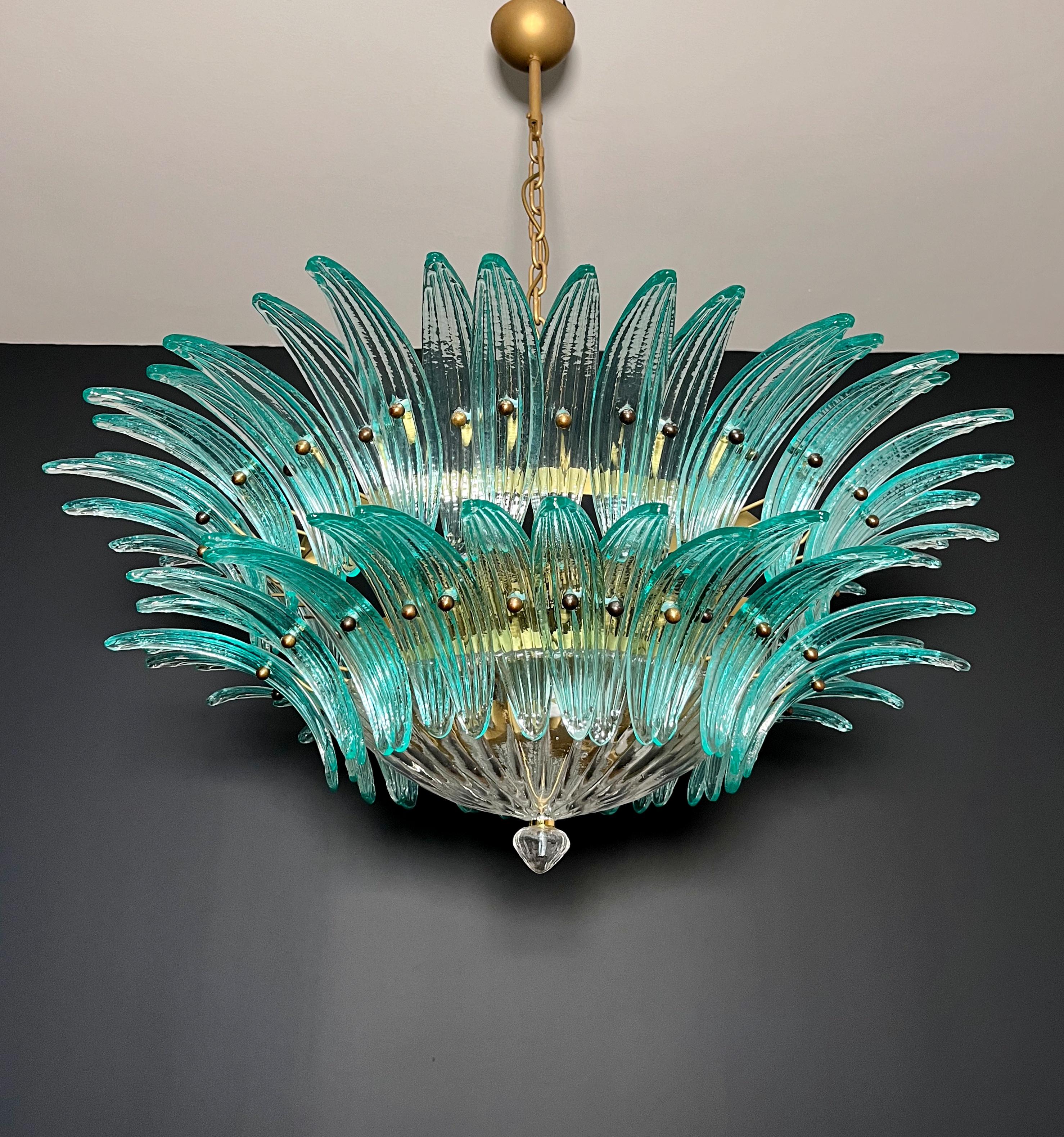 Murano Chandelier/ceiling light Original Palmette, two levels, 82 turquoise glas 3